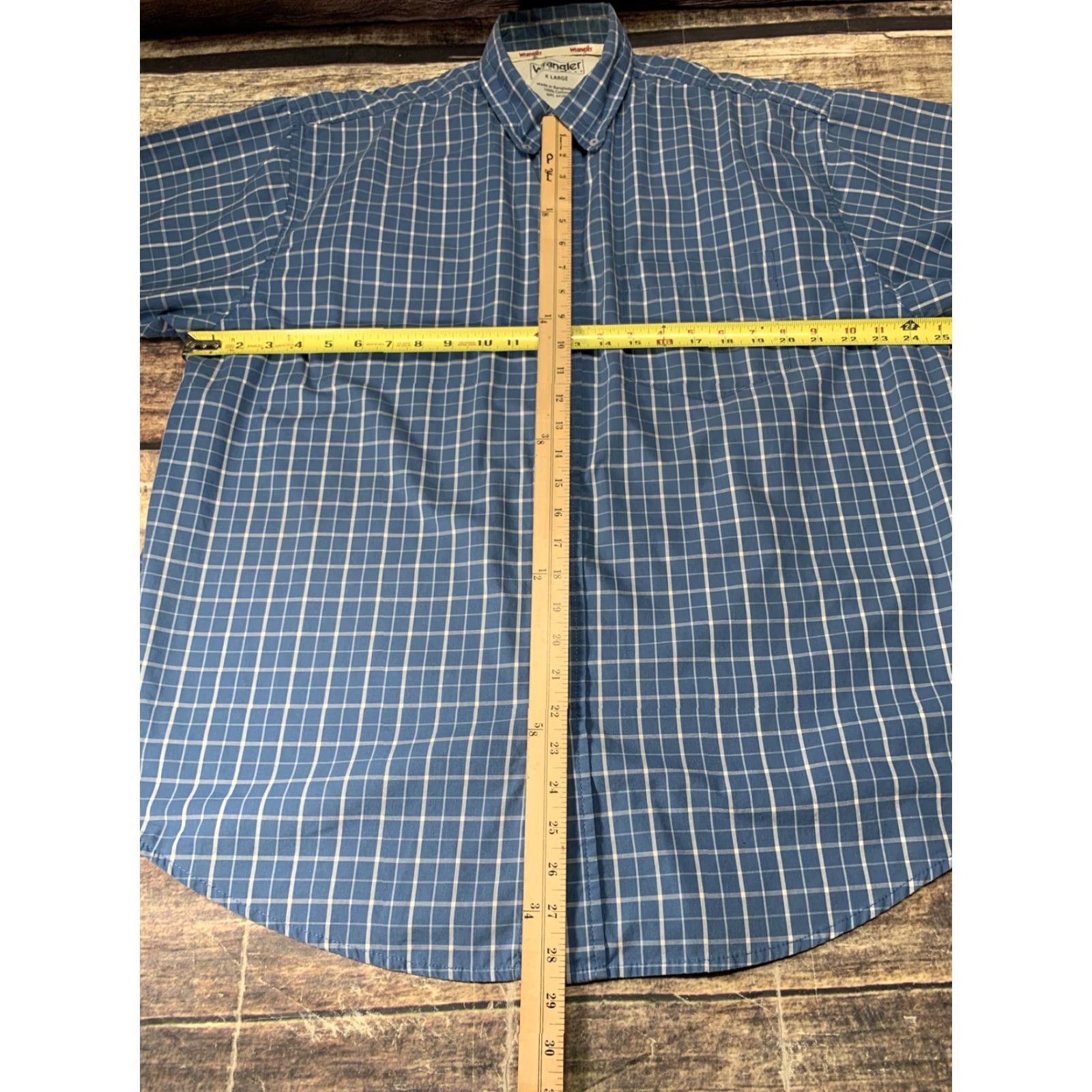 Wrangler Wrangler Short Sleeve Shirt Men's XL Blue White Plaid Button-Up Western Clothing Size US XL / EU 56 / 4 - 2 Thumbnail