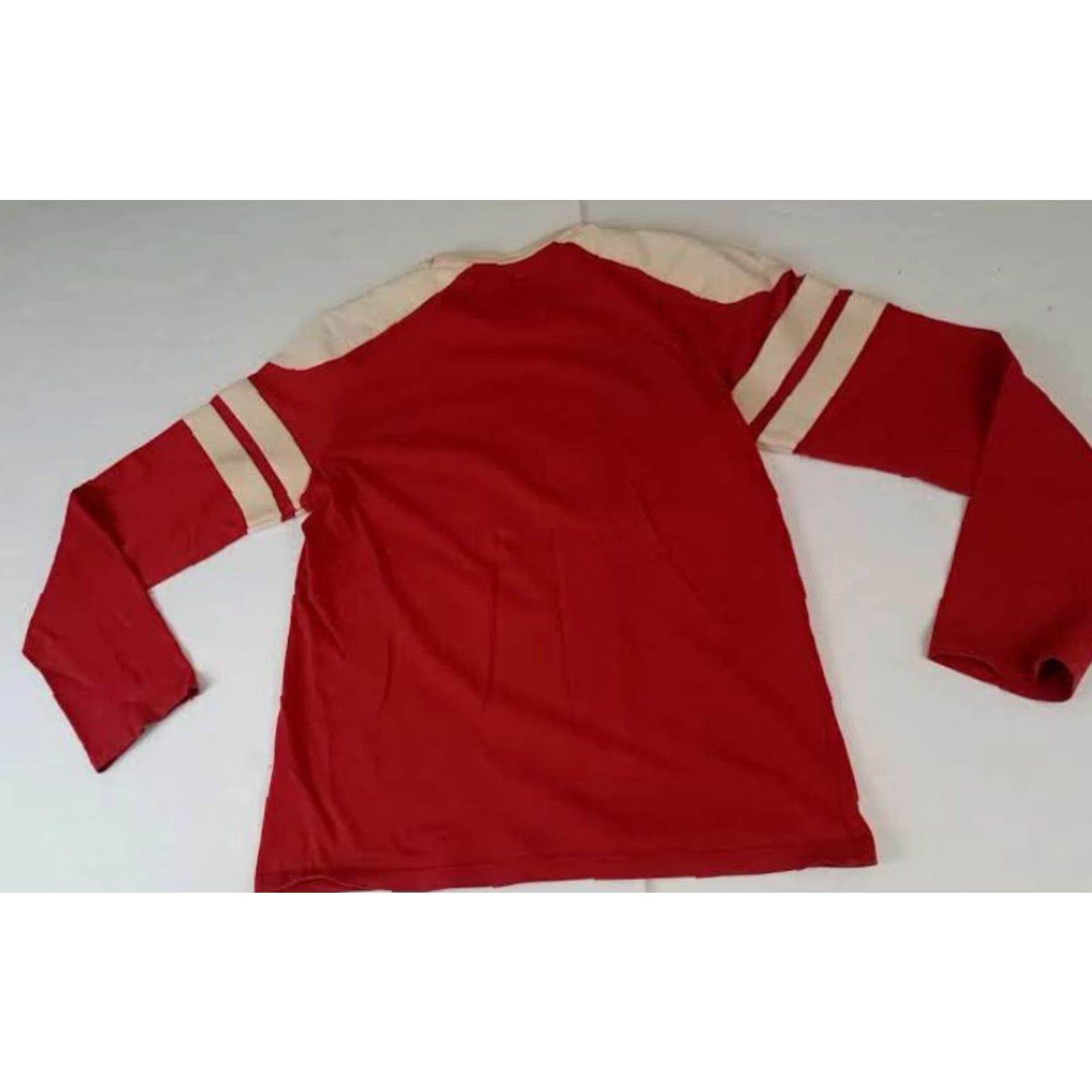 Vintage VINTAGE Yankee Outfitters Rugby Shirt L Red Sweatshirt Pullover Men Canvas Stitched 25in Long 20in Pit to Pit Size US L / EU 52-54 / 3 - 7 Thumbnail