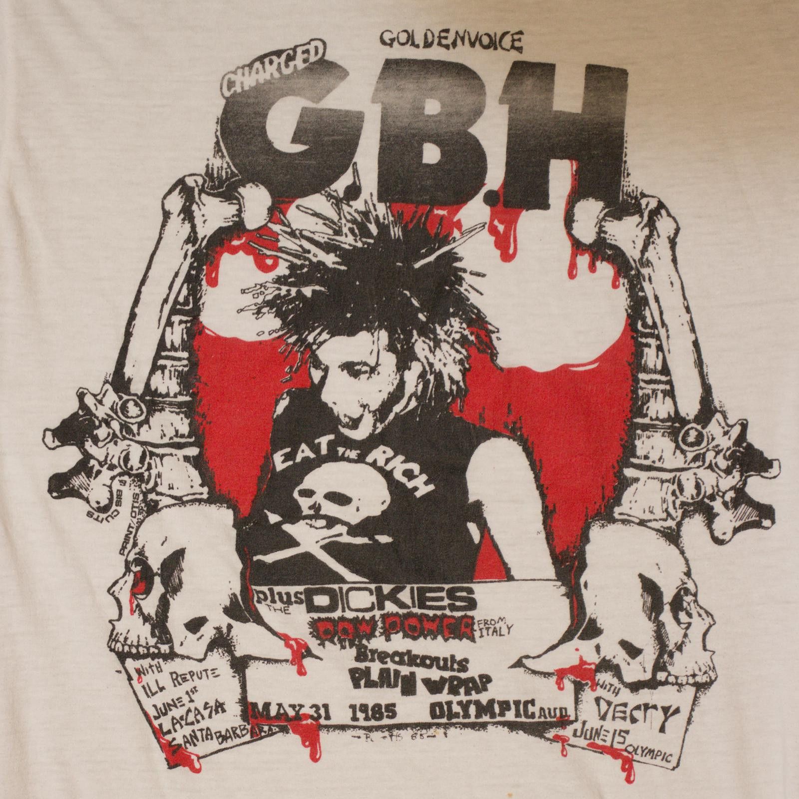Vintage 1985 Charged G.B.H Concert Tee Size US M / EU 48-50 / 2 - 2 Thumbnail