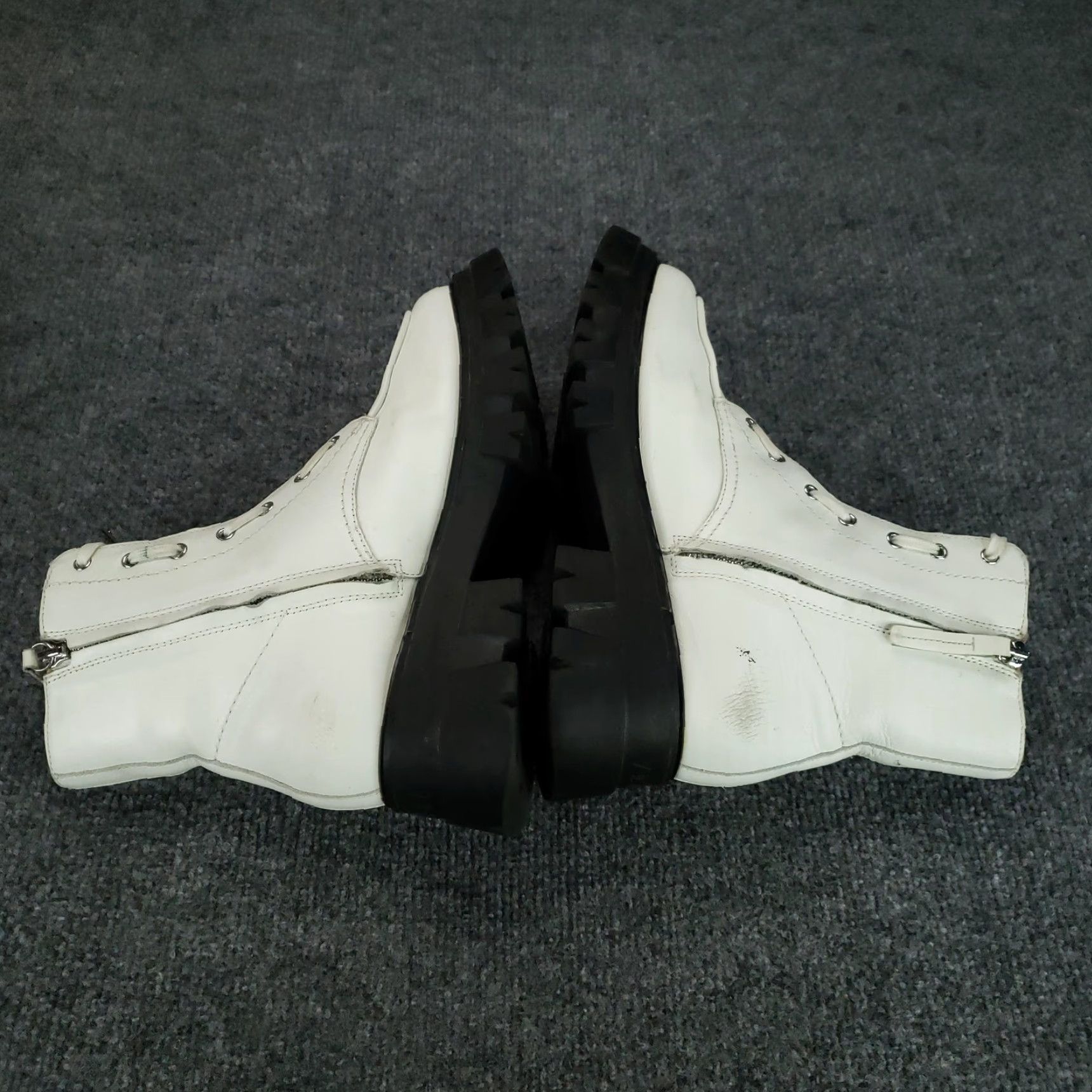 ASH ASH Lynch Boots Womens Size 7.5 White Leather Front Zip Combat Boots Mulit Lug Sole Platform Womens Shoes Size US 7.5 / IT 37.5 - 7 Thumbnail