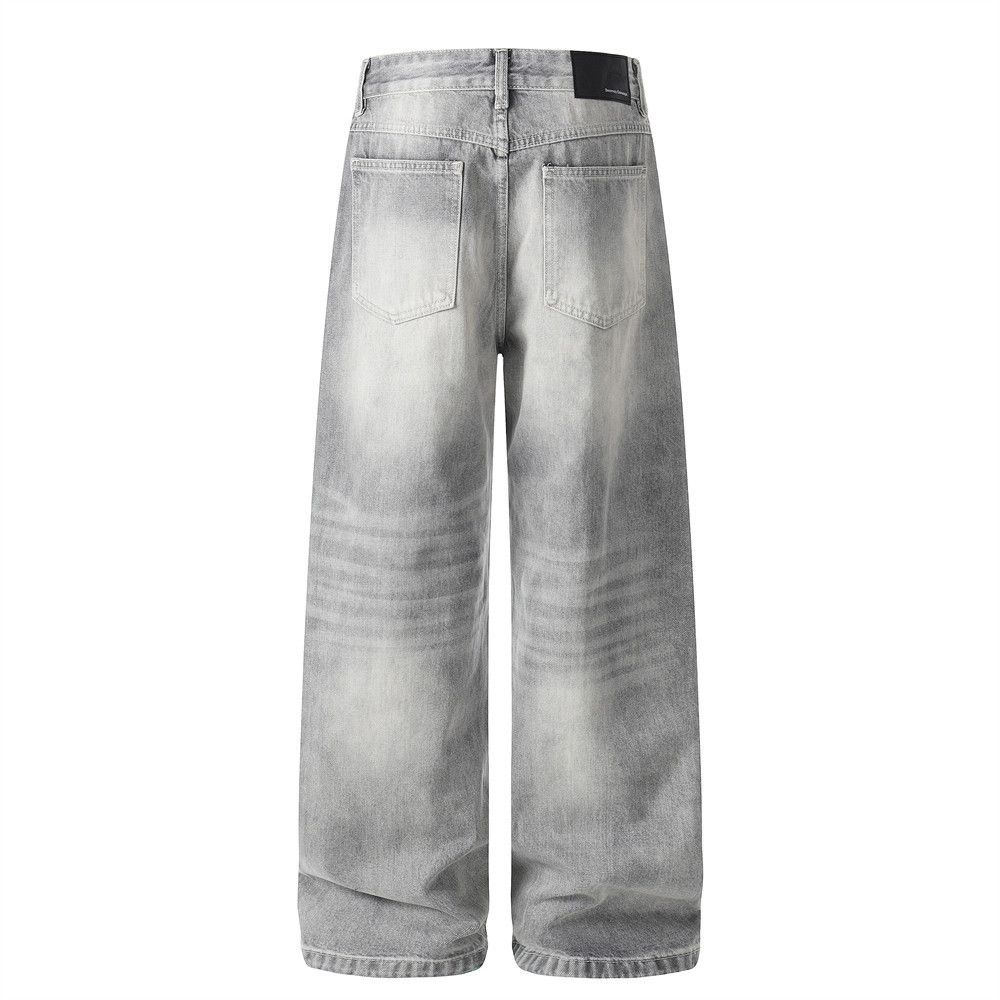 Vintage Men's Punk Washed Wide-Leg Gradient Denim Jeans Size US 32 / EU 48 - 2 Thumbnail
