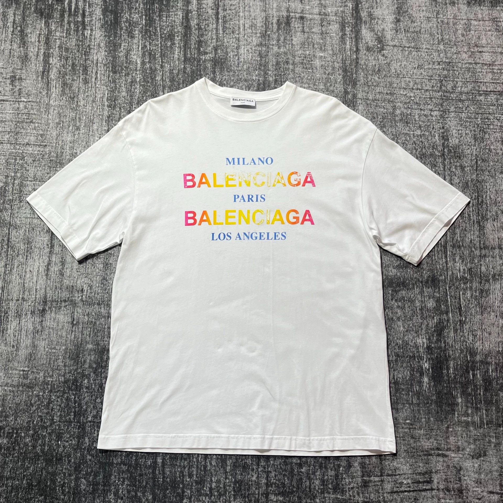 Balenciaga Balenciaga white rainbow logo short sleeved shirt Size US XS / EU 42 / 0 - 1 Thumbnail