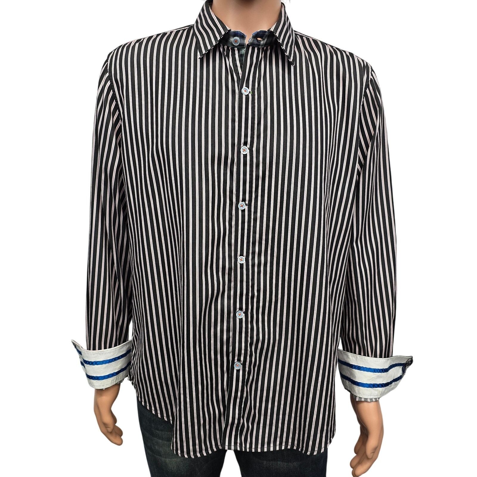 Robert Graham Robert Graham X Anniversary Shirt Flip Cuffs Stripe Tailored Size US XL / EU 56 / 4 - 3 Thumbnail