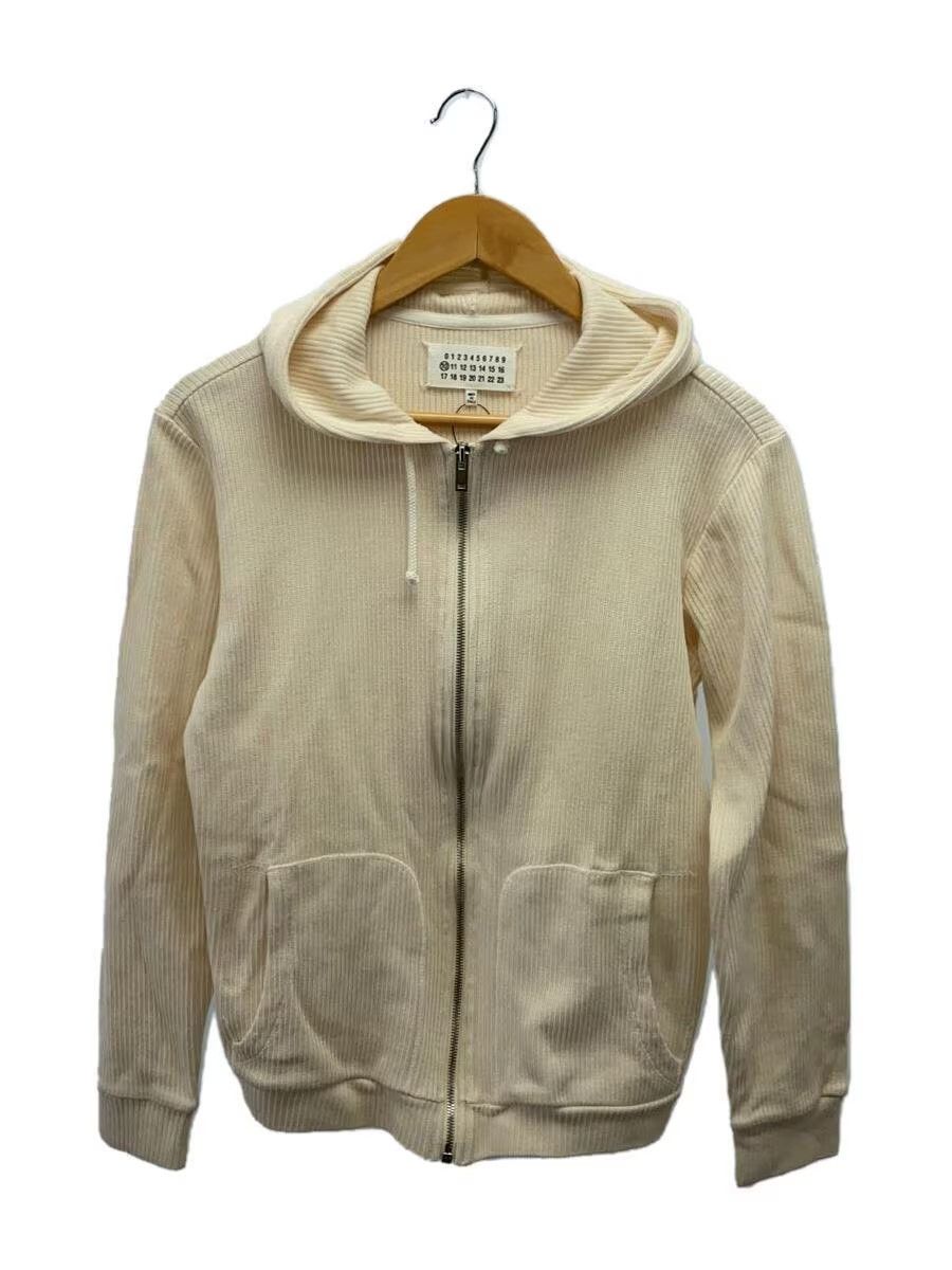 image of Maison Margiela Ss15 Ribbed Wool Zip Hoodie in Cream, Men's (Size Medium)