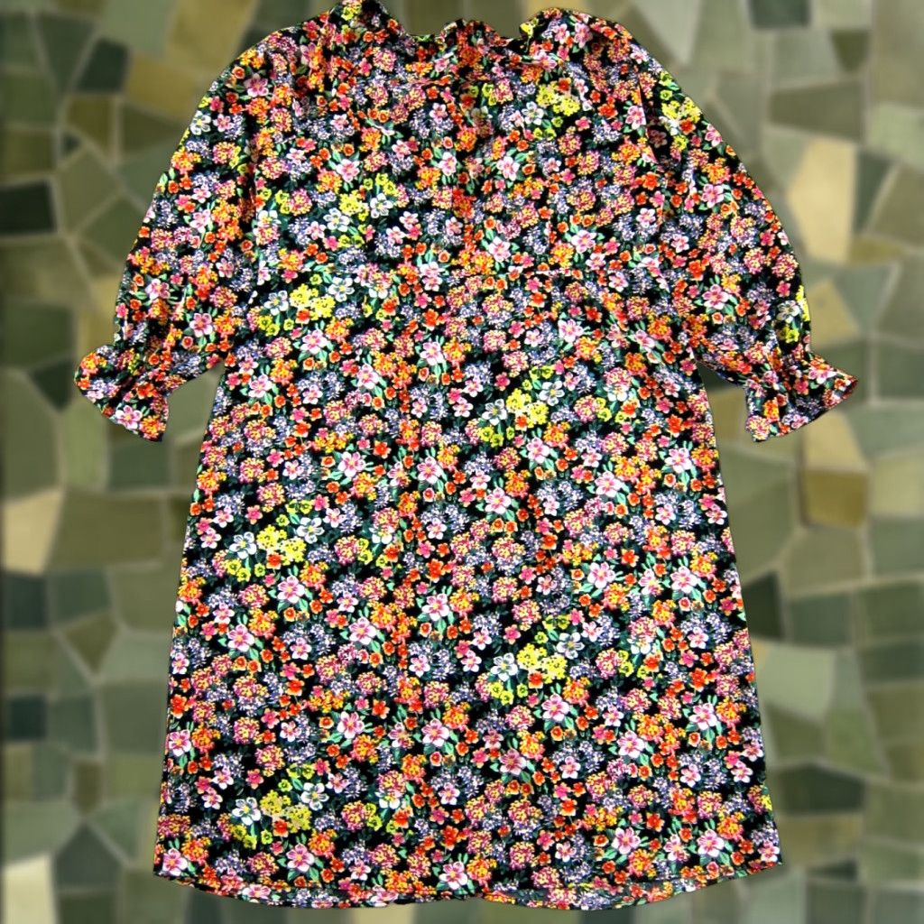 Shein Shein Curve Dress Pink Green Floral Long Sleeve Button Down Midi Smock Tunic 3XL Size XXL / US 16-18 / IT 52-54 - 1 Thumbnail
