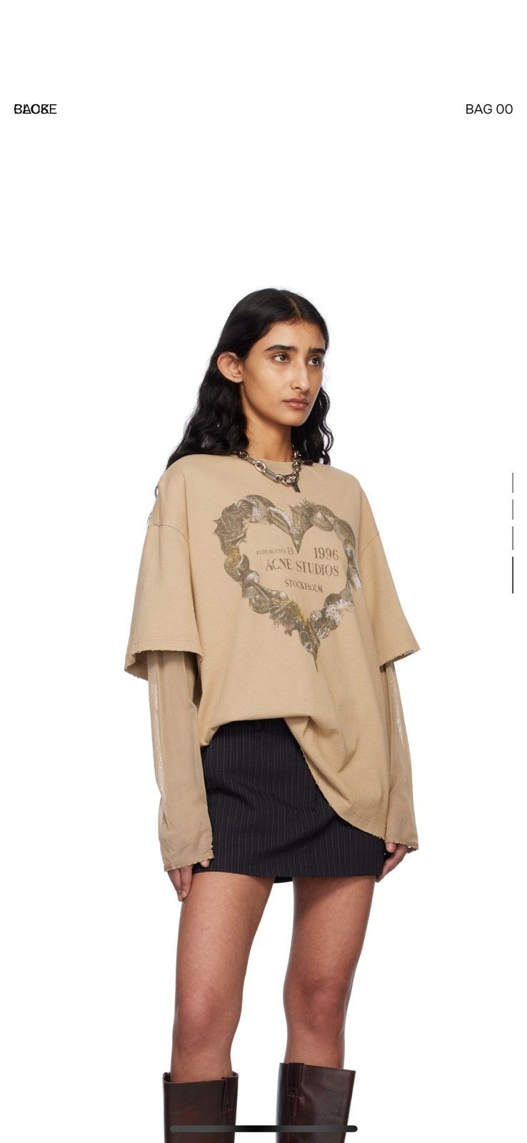 Acne Studios beige mesh layered long sleeve tee Size US S / EU 44-46 / 1 - 6 Thumbnail
