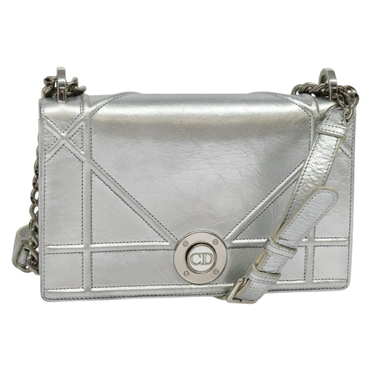 Dior DIOR Chain Diorama Shoulder Bag Leather Silver Size ONE SIZE - 1 Thumbnail