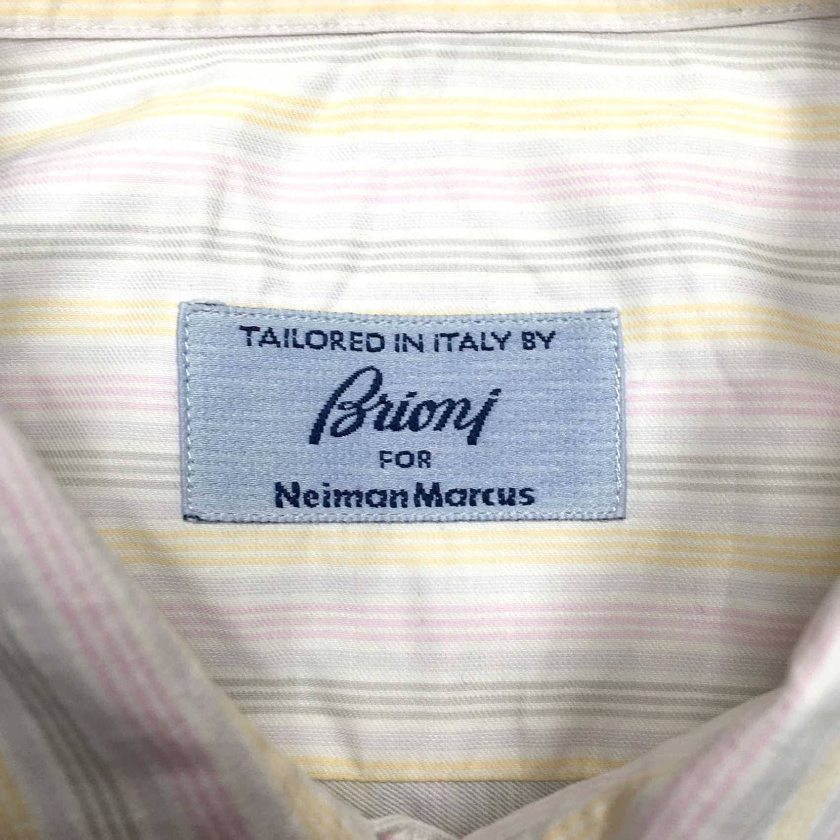 Brioni Brioni Shirt Mens XL Stripe Button-Down Italy Neiman Marcus Luxury Dress Shirt Color White Size 46R - 6 Thumbnail