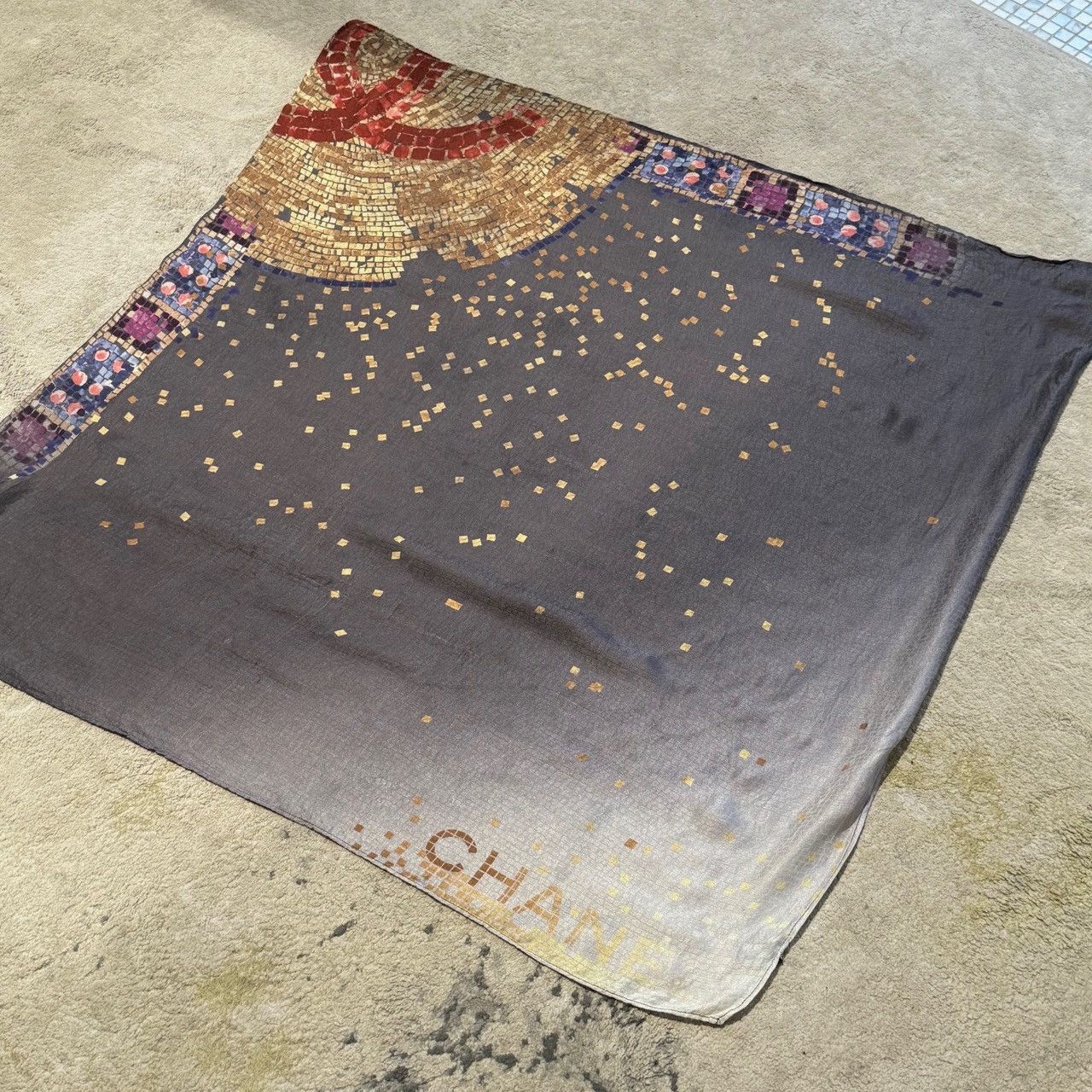 Chanel Chanel Mosaic Print Silk Chiffon Square Scarf Size ONE SIZE - 10 Thumbnail
