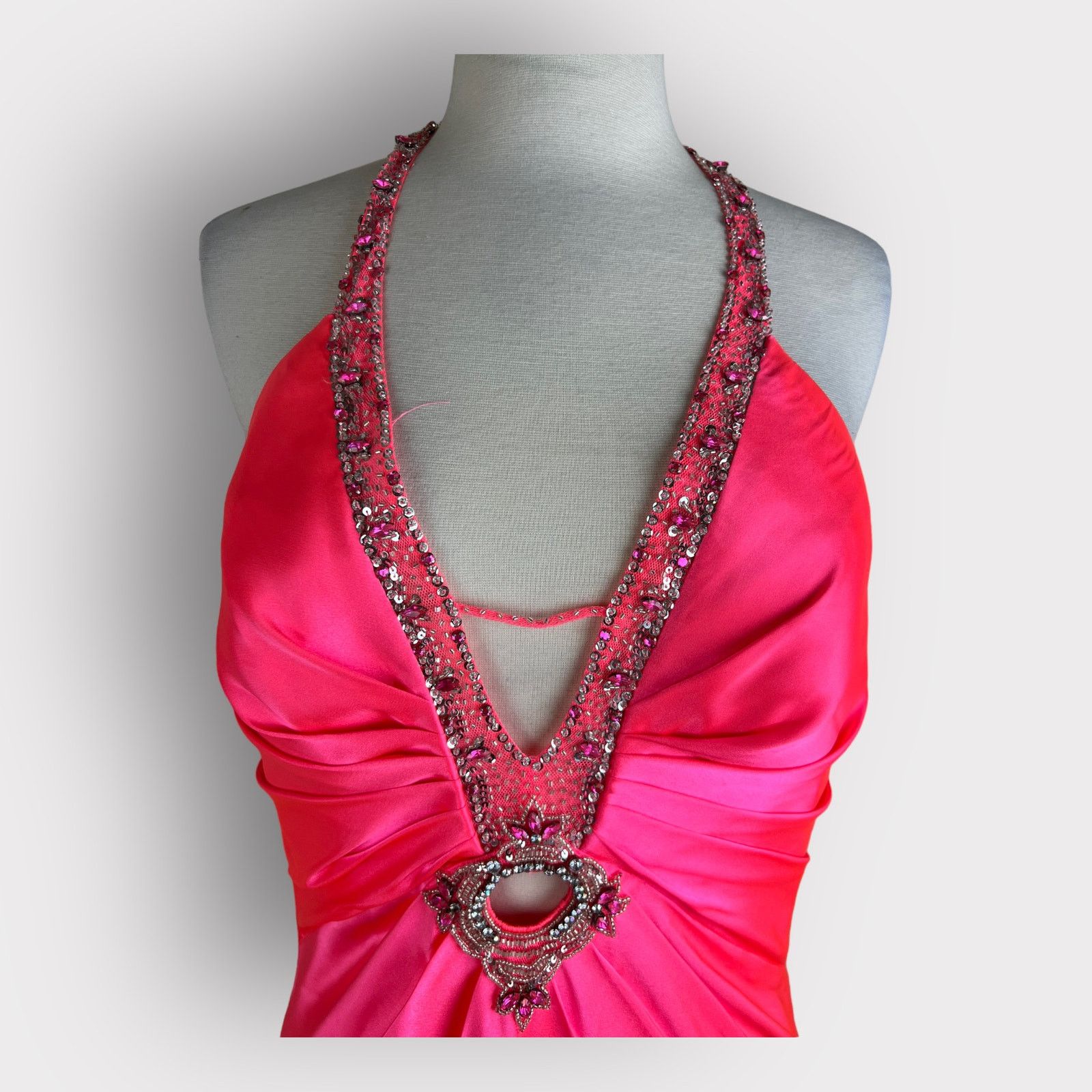 Vintage Morgan & Co | Vintage Y2K Formal Halter Dress | 9/10 Size L / US 10 / IT 46 - 2 Thumbnail