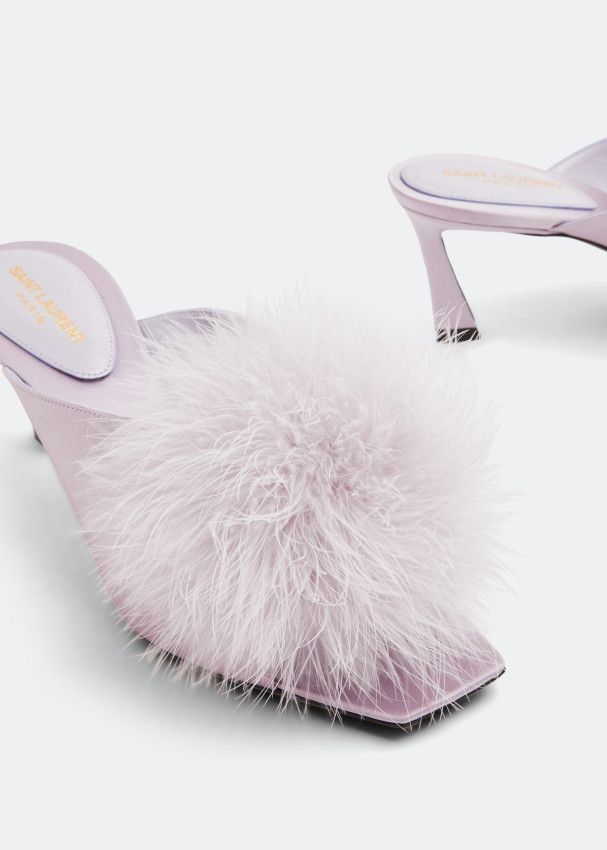 Saint Laurent Paris o1bcso1str1124 Mae Mules in Lilac Size US 7 / IT 37 - 3 Thumbnail