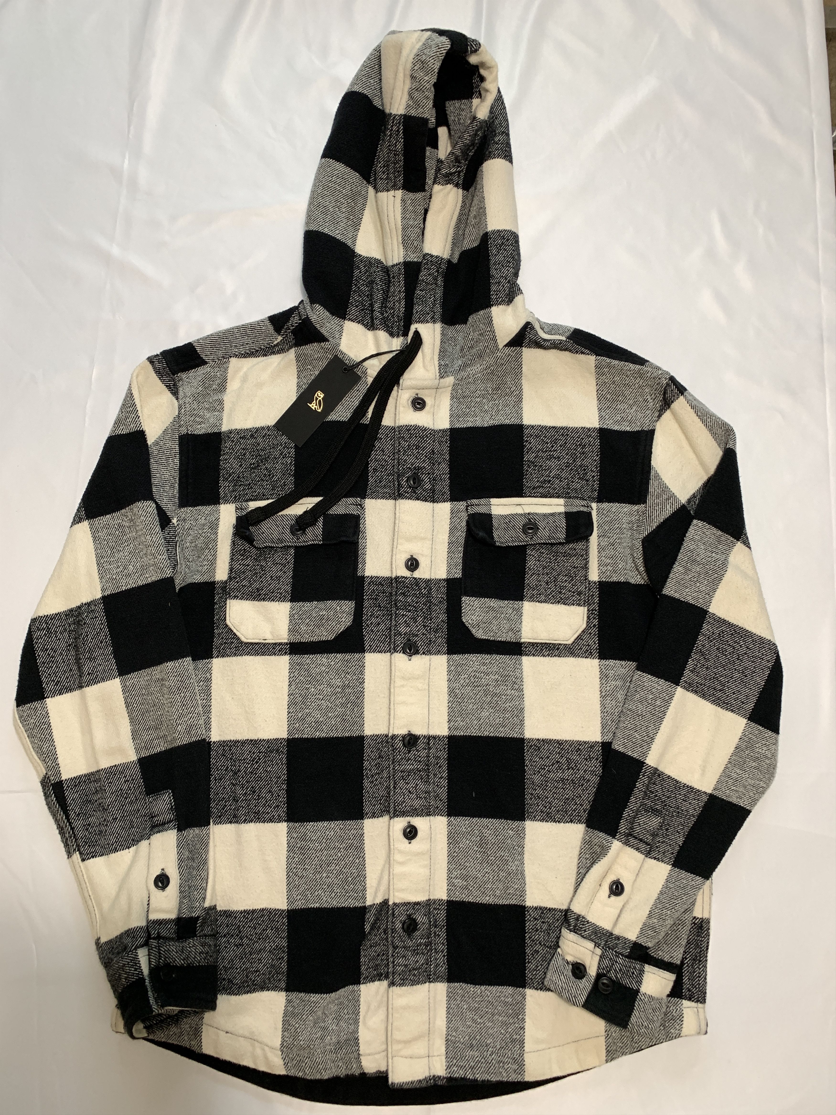 Drake OVO Hooded Flannel Shirt Cream Buffalo Plaid Size US L / EU 52-54 / 3 - 2 Thumbnail