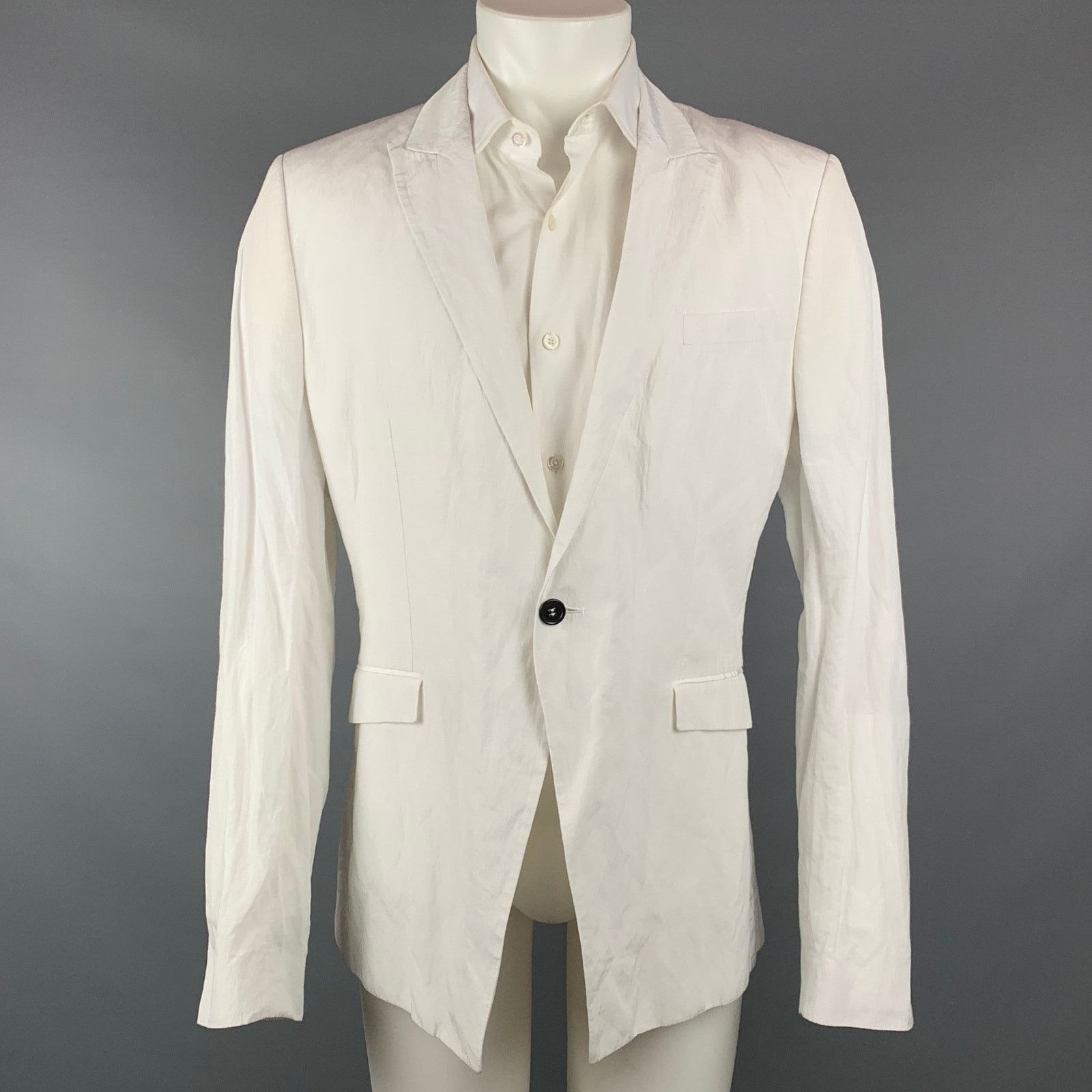 Unconditional UNCONDITIONAL White Wrinkled Acetate / Viscose Sport Coat Size 46R - 1 Thumbnail