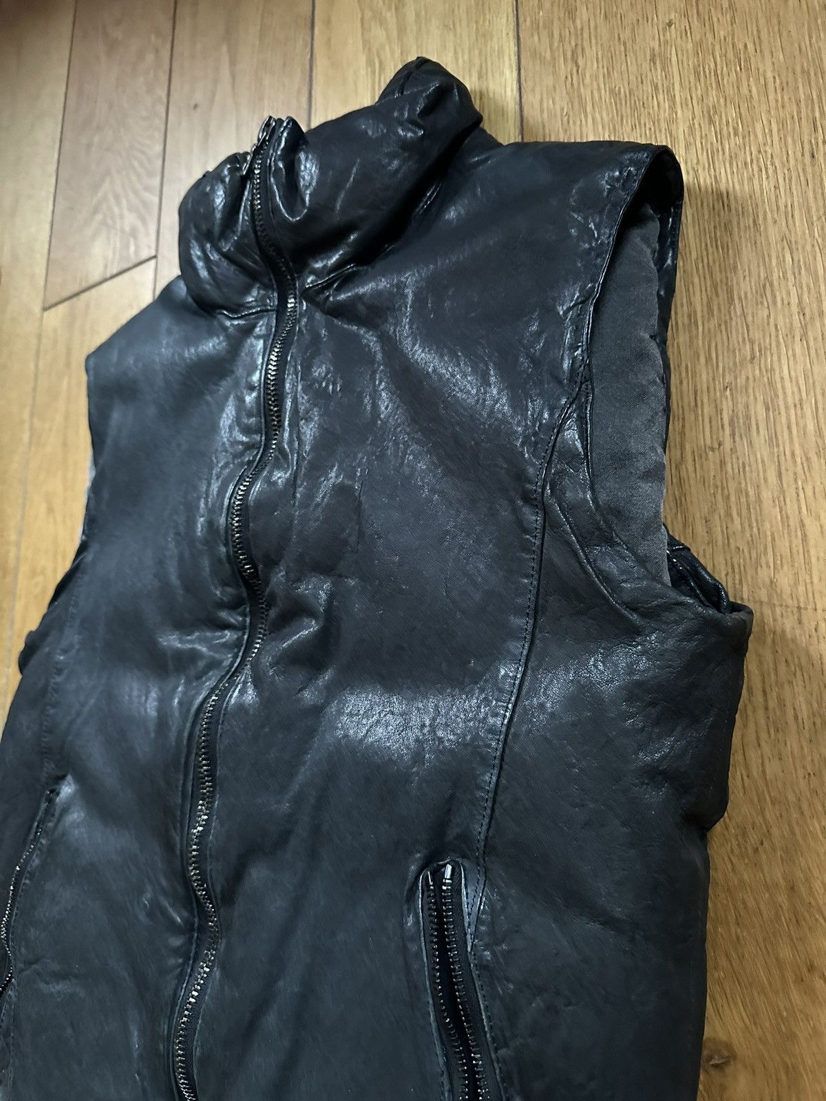 Isamu Katayama Backlash Metallic Navy Leather Down Vest JP 2 Fits US S Size US S / EU 44-46 / 1 - 4 Thumbnail