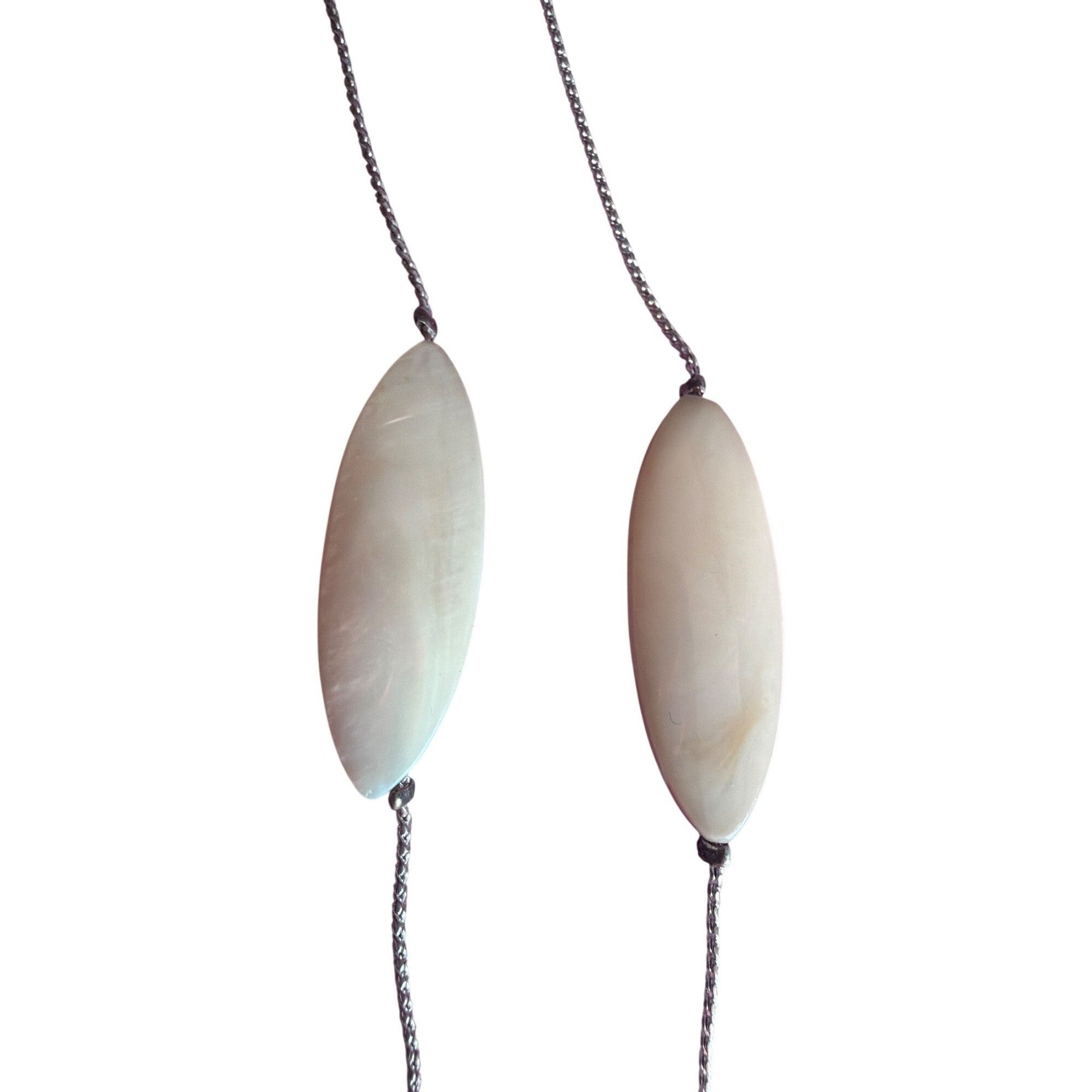 Other Vintage Long Silver Tone Mother of Pearl Beads Necklace Doub Size ONE SIZE - 2 Thumbnail