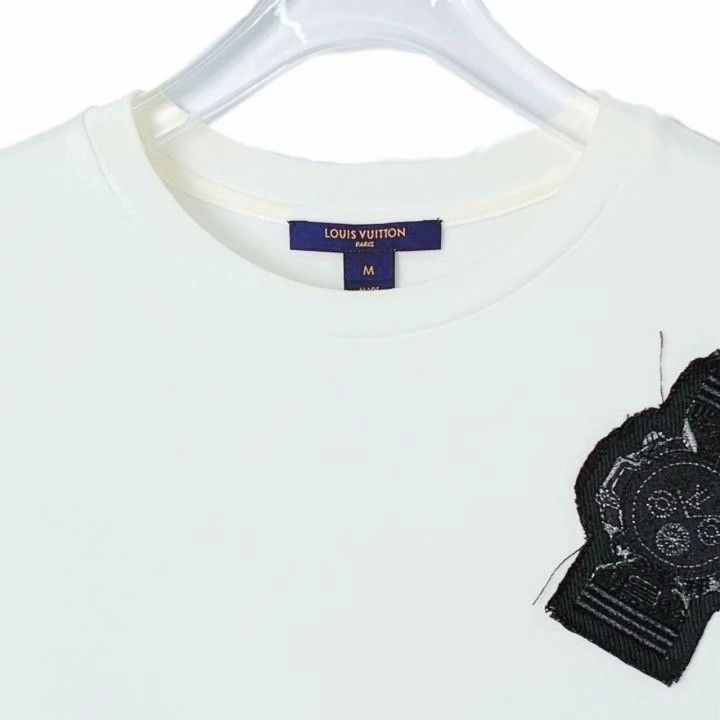 Louis Vuitton Louis Vuitton White Embroidered Cotton T-Shirt Size US M / EU 48-50 / 2 - 3 Thumbnail