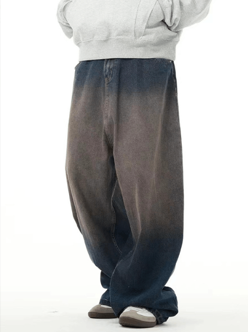 Japanese Brand × Jean Vintage washed distressed gradient wide-leg straight jeans Size US 32 / EU 48 - 2 Thumbnail