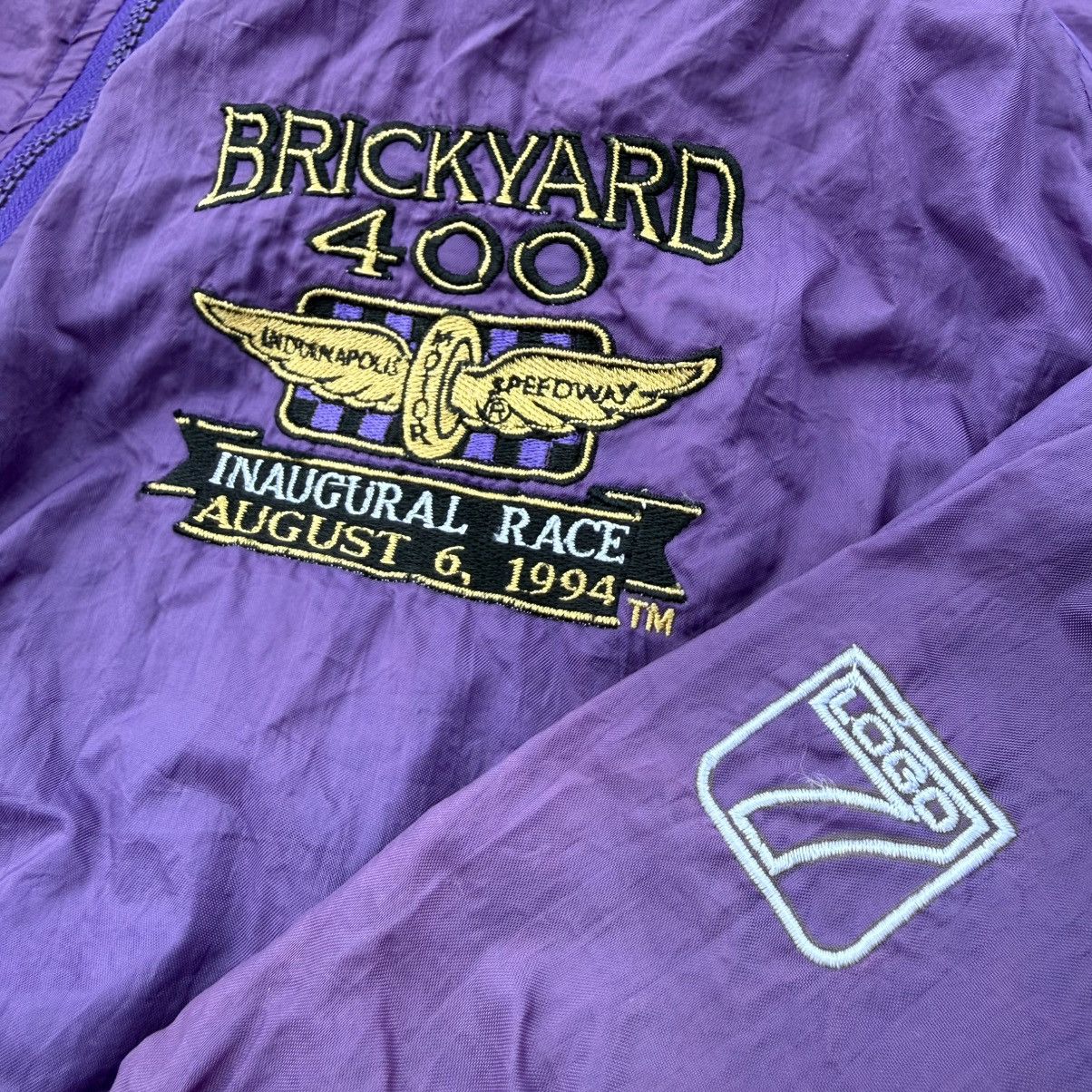 Logo 7 Vintage 90s Brickyard 400 NASCAR Logo 7 jacket windbreaker Size US L / EU 52-54 / 3 - 2 Thumbnail
