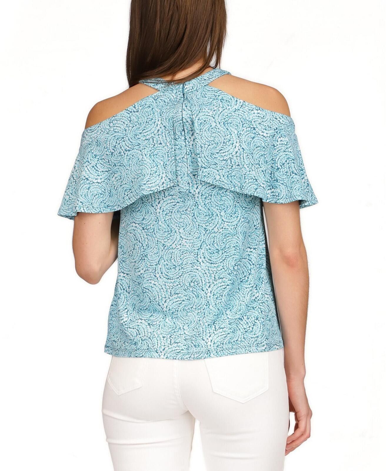 Michael Kors MICHAEL Michael Kors Shibori Flounce Cold-Shoulder Top Size L / US 10 / IT 46 - 3 Thumbnail
