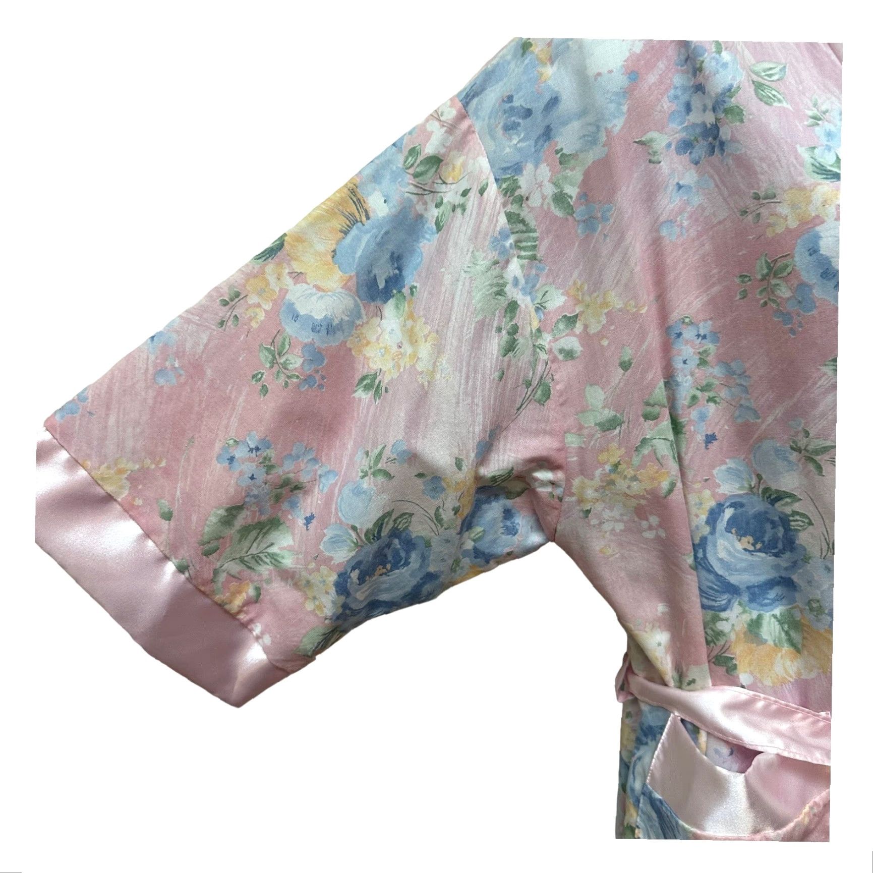 Vintage VINTAGE Art Deco Silky Satin Pretty Pink Romantic Floral Robe L Size Size ONE SIZE - 2 Thumbnail