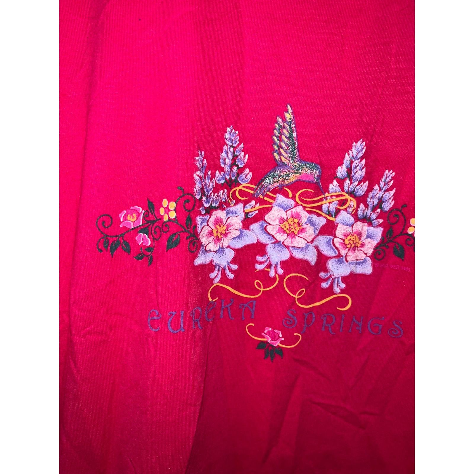 Jerzees Vintage Eureka Springs Shirt Arkansas Bird Pink Tee VTG 90s Size US L / EU 52-54 / 3 - 2 Thumbnail