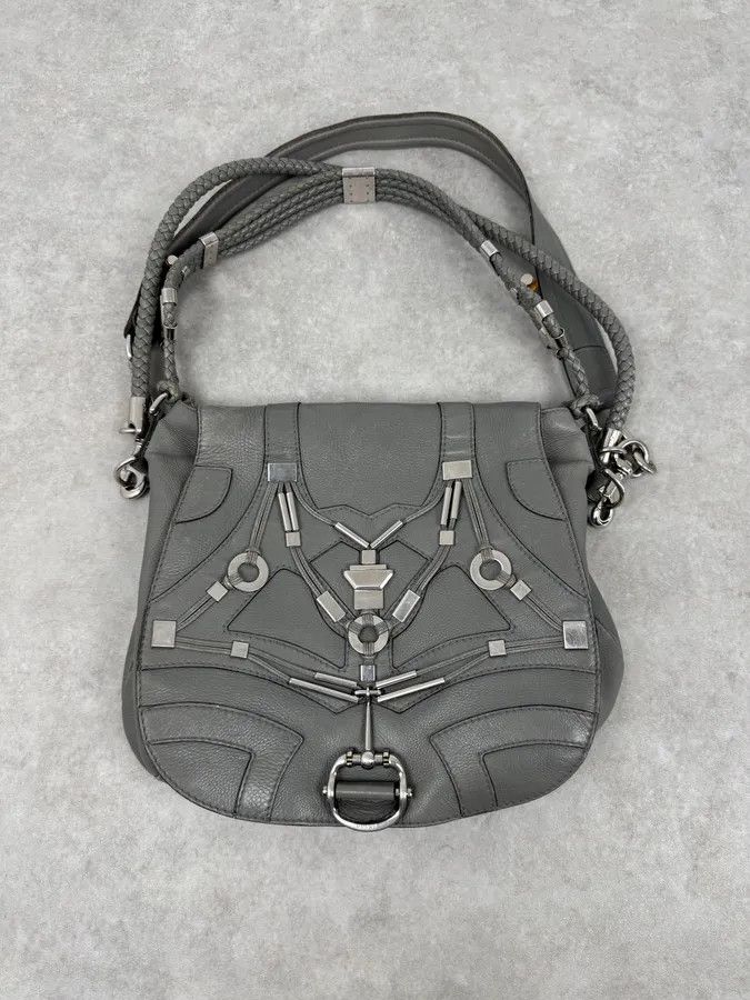Gucci SS2010 Gucci Runway Techno Horsebit Grey Leather Hobo Bag by Frida Giannini Size ONE SIZE - 1 Thumbnail