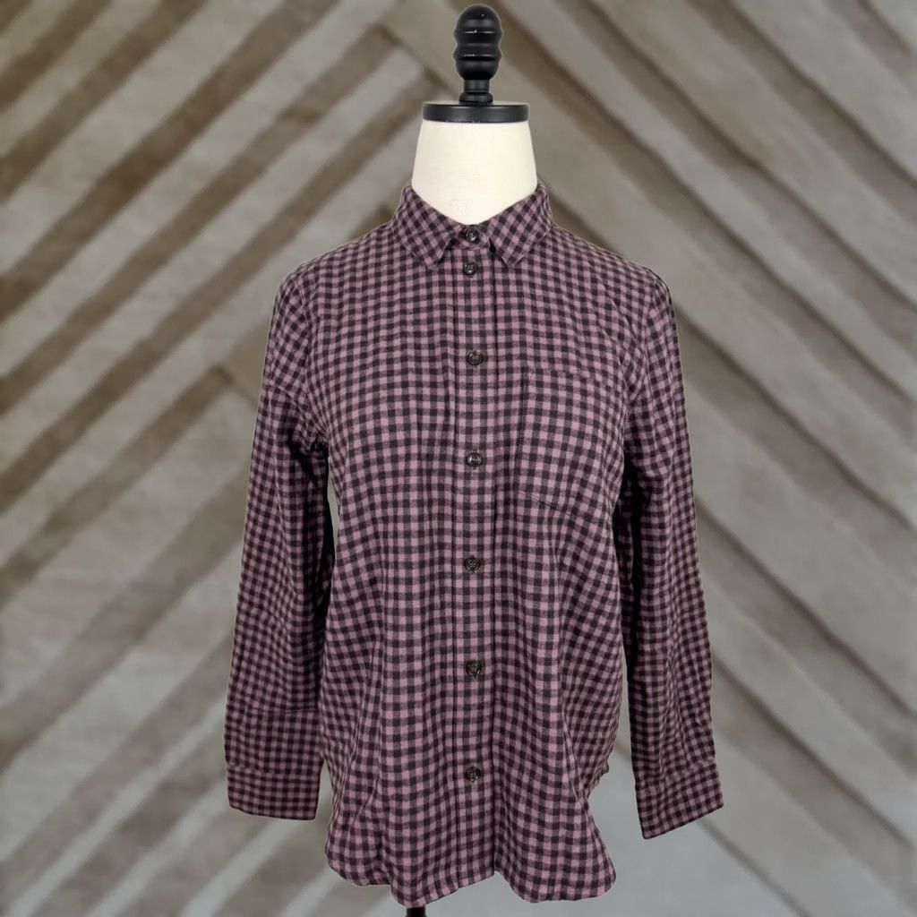 Madewell VINTAGE Madewell Shirt Womens Small NWT Plaid Flannel Shirt Eggplant Purple Cotton Boho Size S / US 4 / IT 40 - 1 Thumbnail