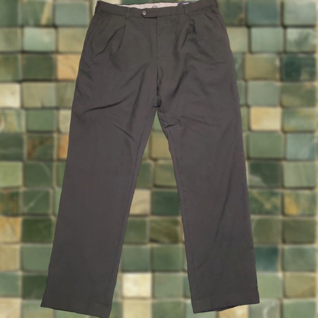 Lands' End VINTAGE Lands' End Pants Men 36x33 Black 100% Wool Pleated Dress Preppy Cuffed Pants Mens Wool Dress Pants Size US 36 / EU 52 - 1 Thumbnail