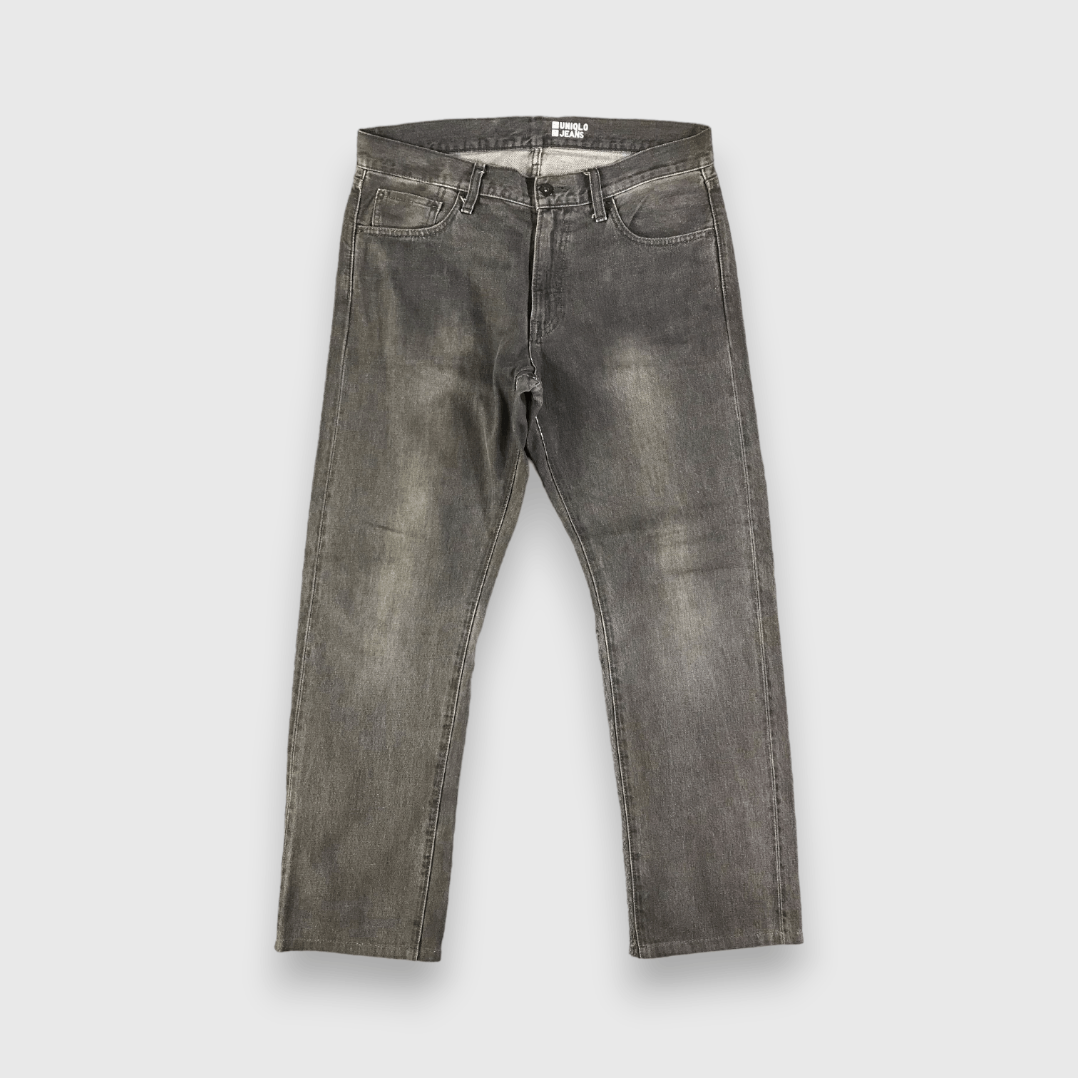 Japanese Brand Uniqlo Selvedge Jeans Faded Black Denim -J2796 Size US 35 - 1 Thumbnail
