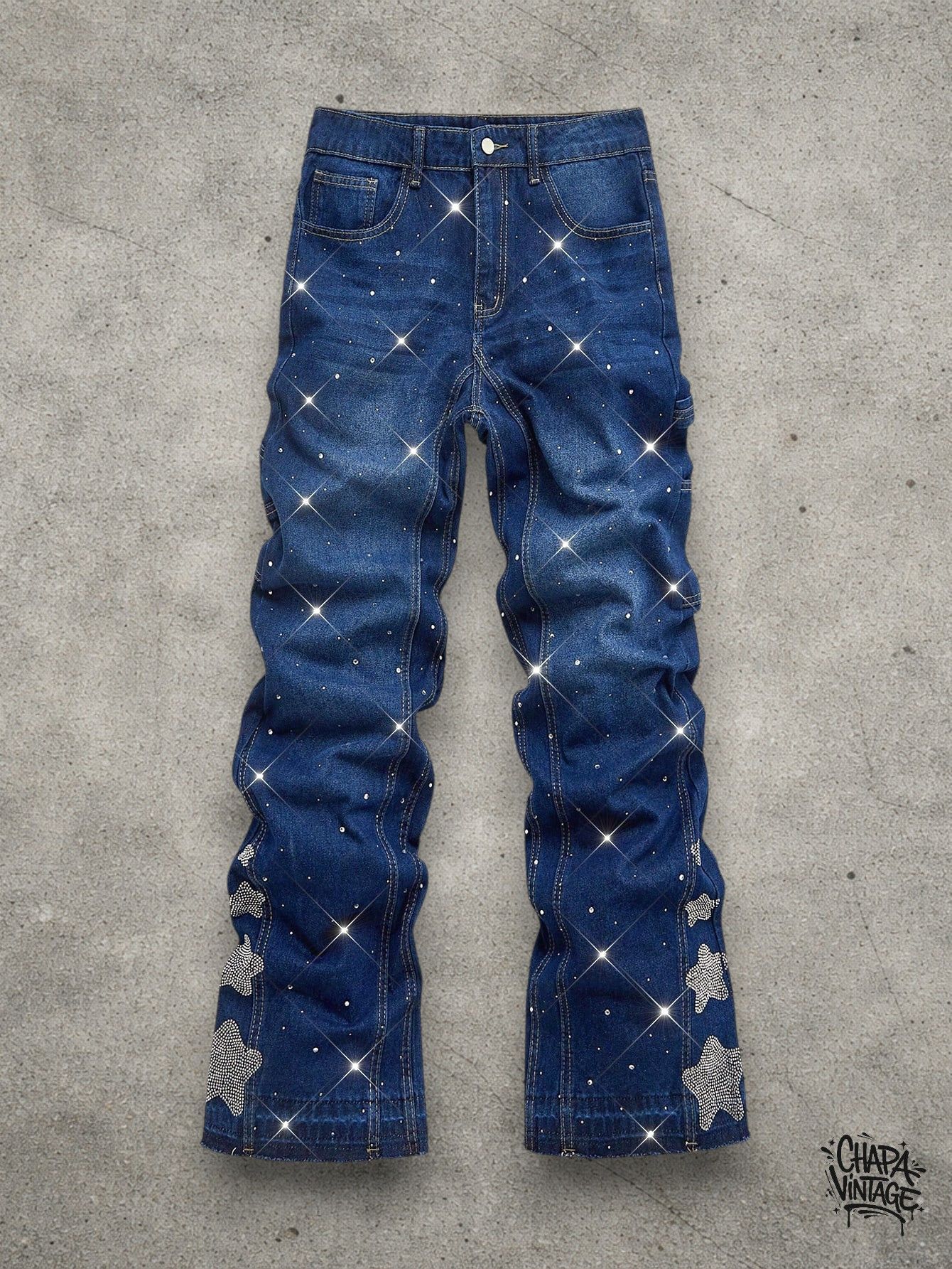 Japanese Brand Washed rhinestone slim jeans Size US 32 / EU 48 - 1 Thumbnail