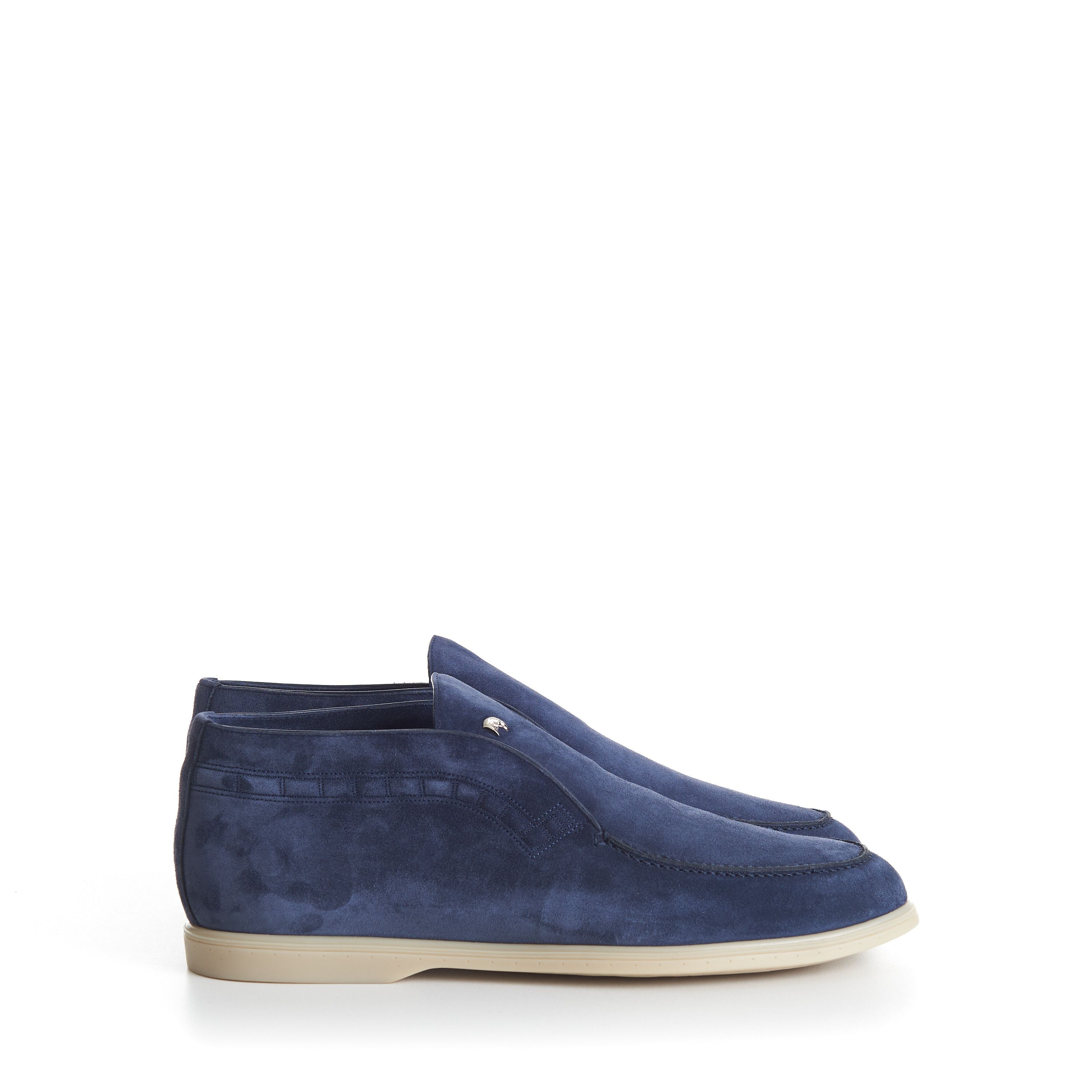 Stefano Ricci Blue Suede Slip-On Ankle Boots - Eagle Head Application Size US 9 / EU 42 - 2 Thumbnail