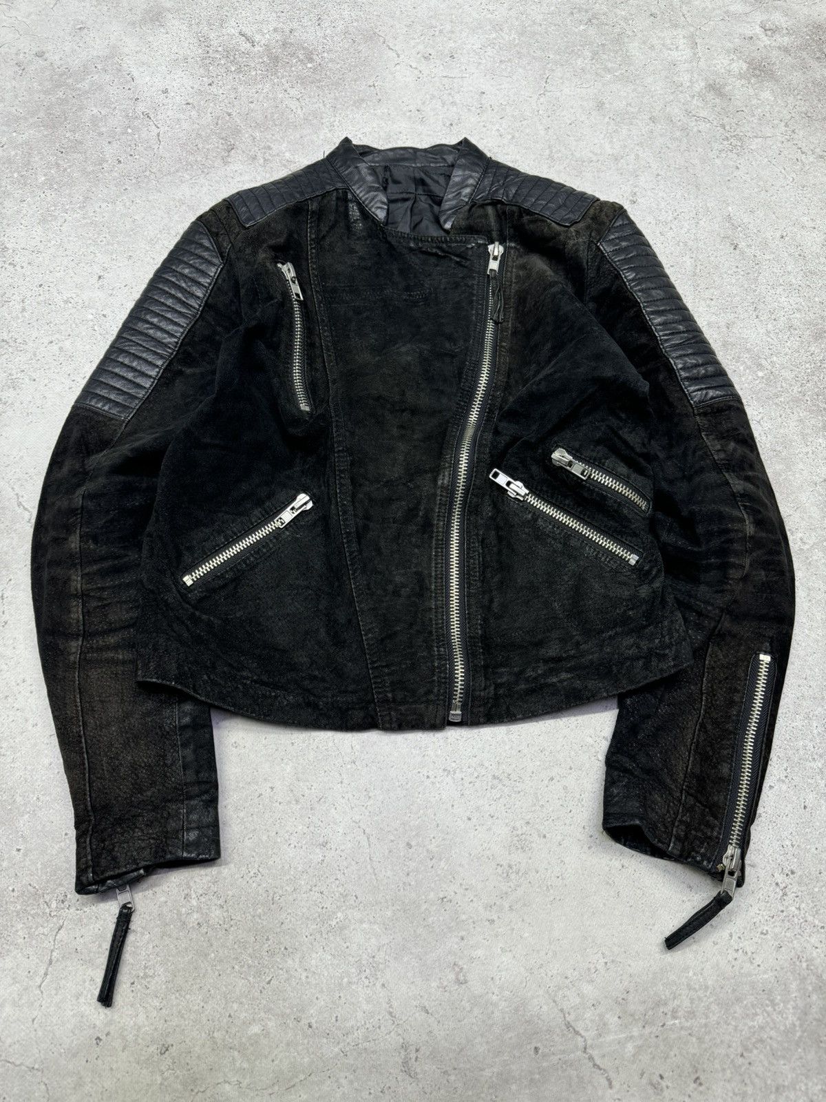 Other Vintage Faded Multi-Zip Leather Jacket Size US M / EU 48-50 / 2 - 4 Thumbnail