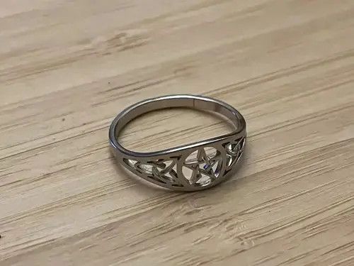 Handmade × Jewelry × Ring Of Fire Demon Pentagram Star Ring Satan Devil Goth Jewelry Chrome Size ONE SIZE - 2 Thumbnail