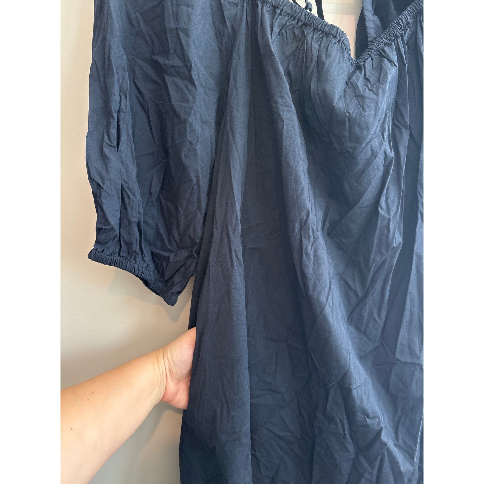 Madewell NWT Madewell Square-Neck Puff-Sleeve Mini Dress Navy Size 14 Size XL / US 12-14 / IT 48-50 - 6 Thumbnail