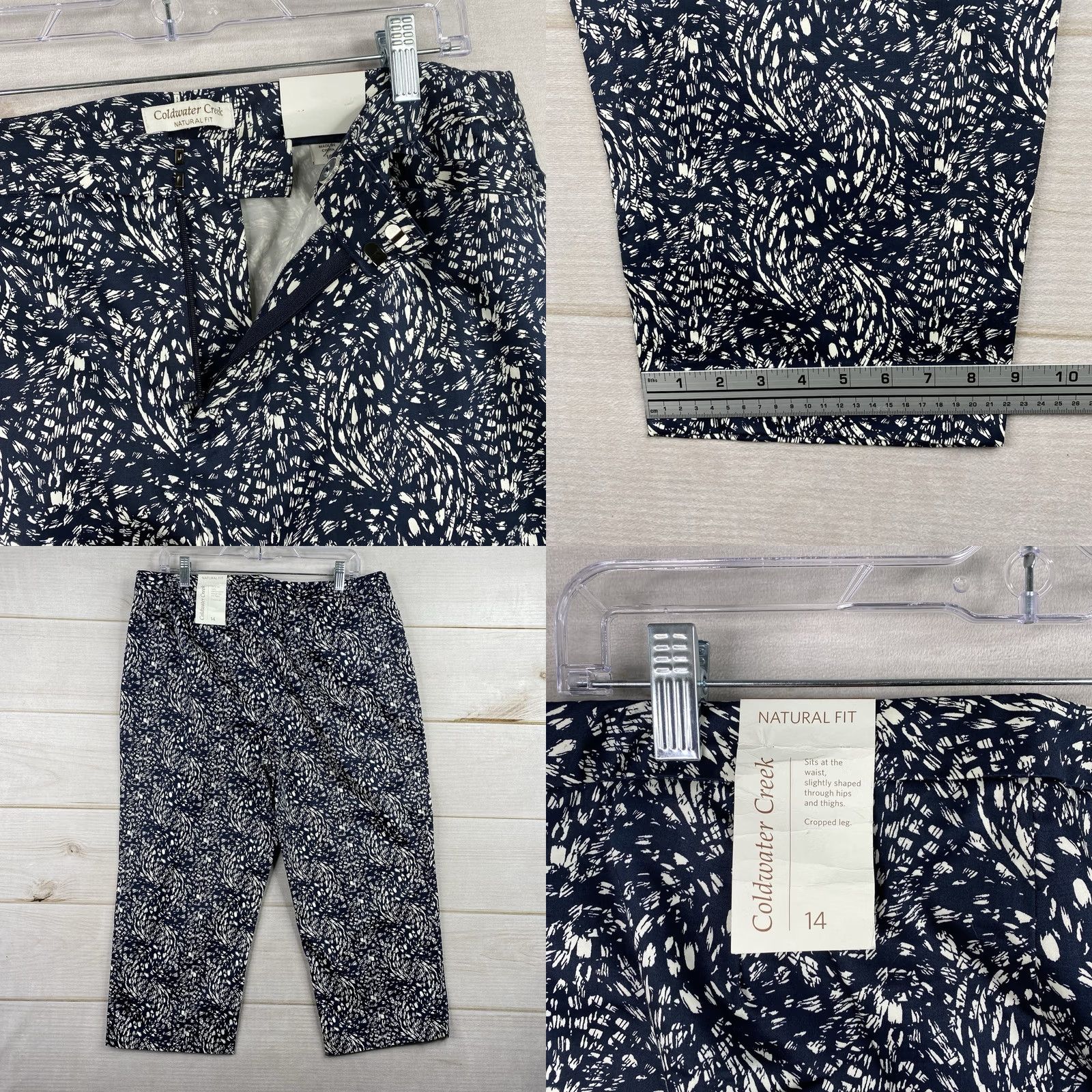 Coldwater Creek Coldwater Creek Pants Women's 14 Blue White Printed Cropped Wide-Leg NWT Size 36" / US 14 / IT 50 - 8 Thumbnail