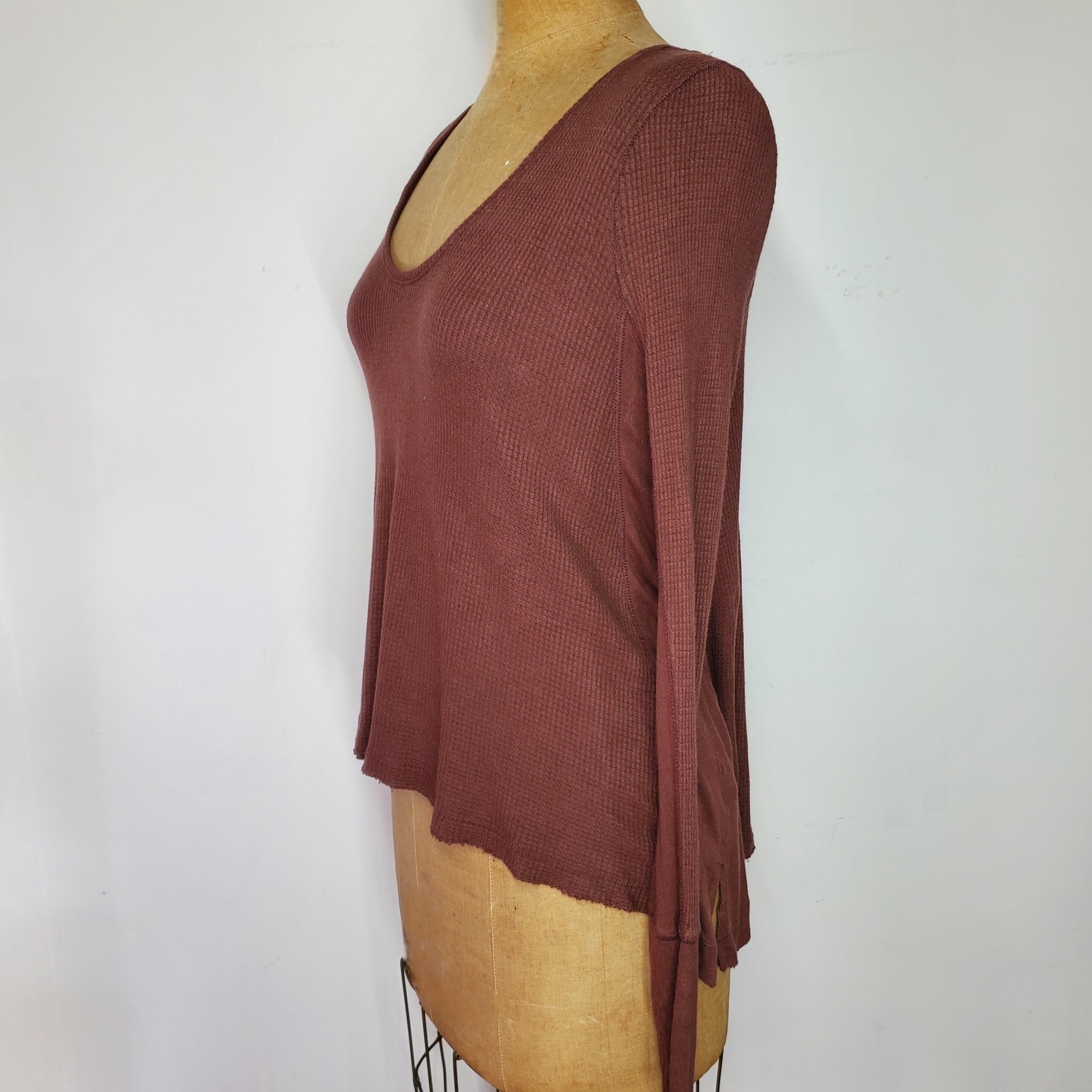 Free People We The Free Size XS-M Thermal Flounce Top Long Sleeve Brown Size S / US 4 / IT 40 - 4 Thumbnail