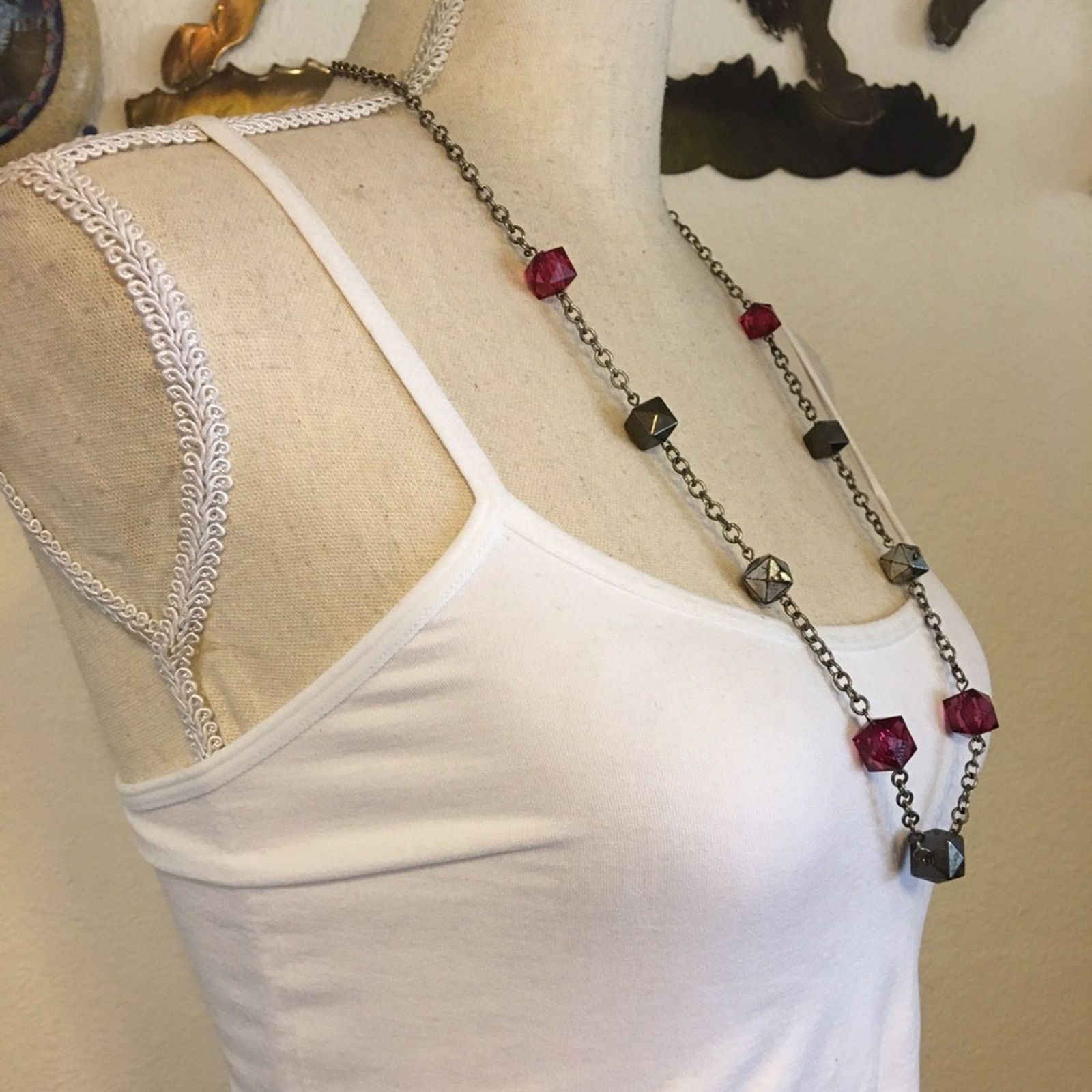 Vintage Vintage faceted square bead on chain necklace Size ONE SIZE - 2 Thumbnail