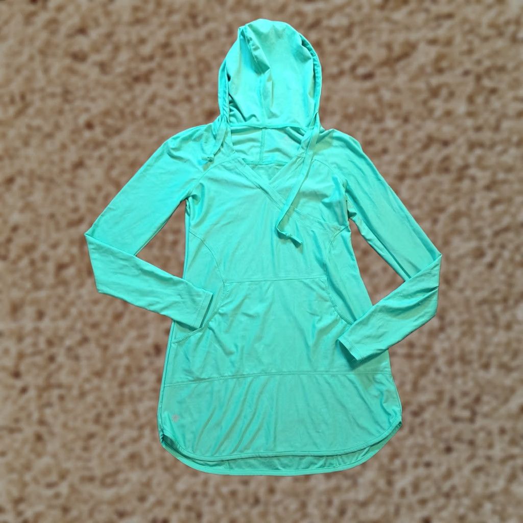 Athleta Athleta Top Womens XS Green Hoodie Pocket Tunic Stretch Athletic Casual Shirt Ladies XS Green Pullover V-Neck Long Sleeve Size XS / US 0-2 / IT 36-38 - 1 Thumbnail