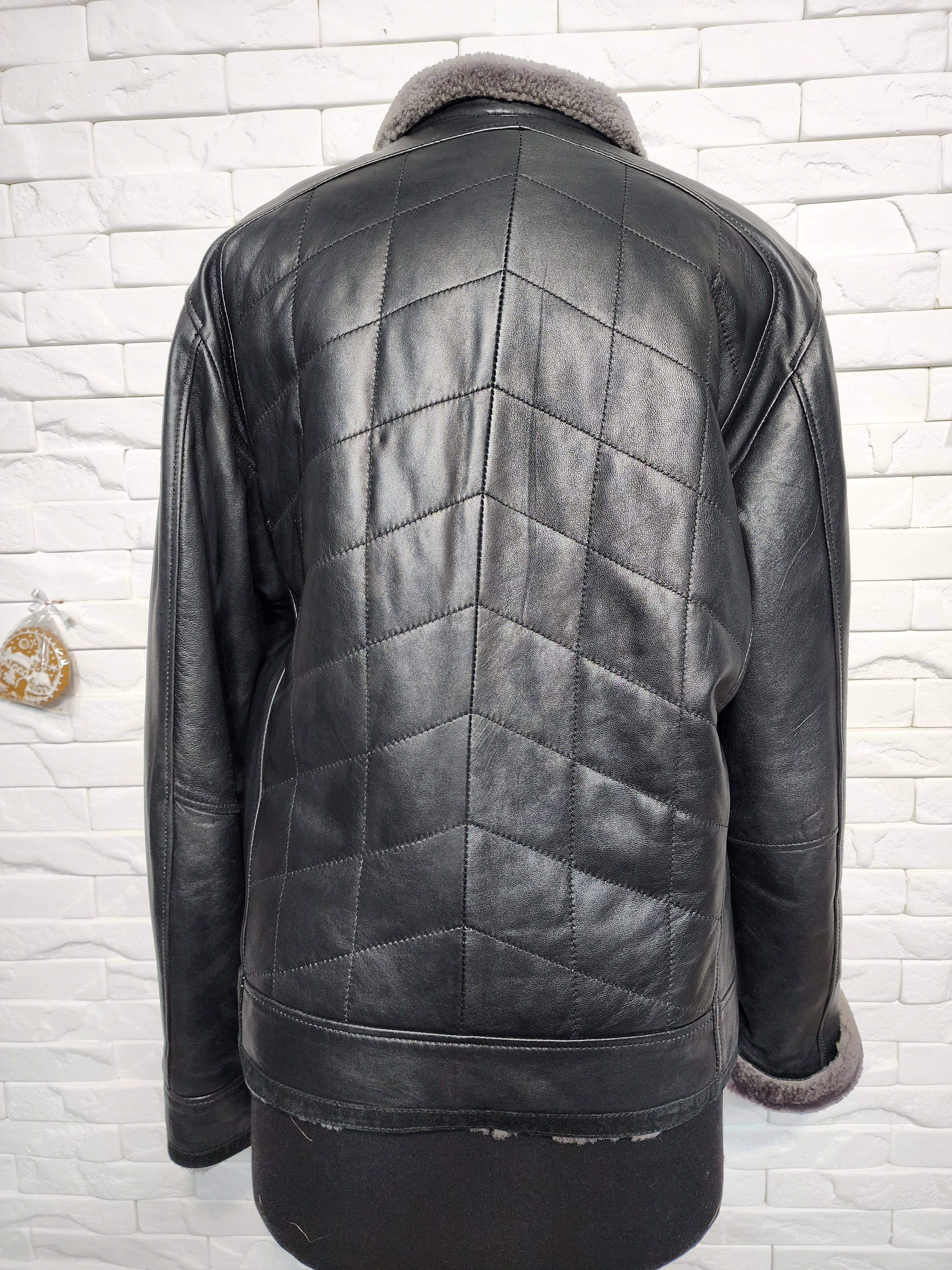 Furla Men's Black Sheepskin Coat: Warm Leather Jacket Size US L / EU 52-54 / 3 - 4 Thumbnail