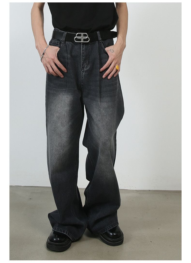 Vintage Japanese retro men's straight washed loose wide-leg jeans Size US 32 / EU 48 - 3 Thumbnail