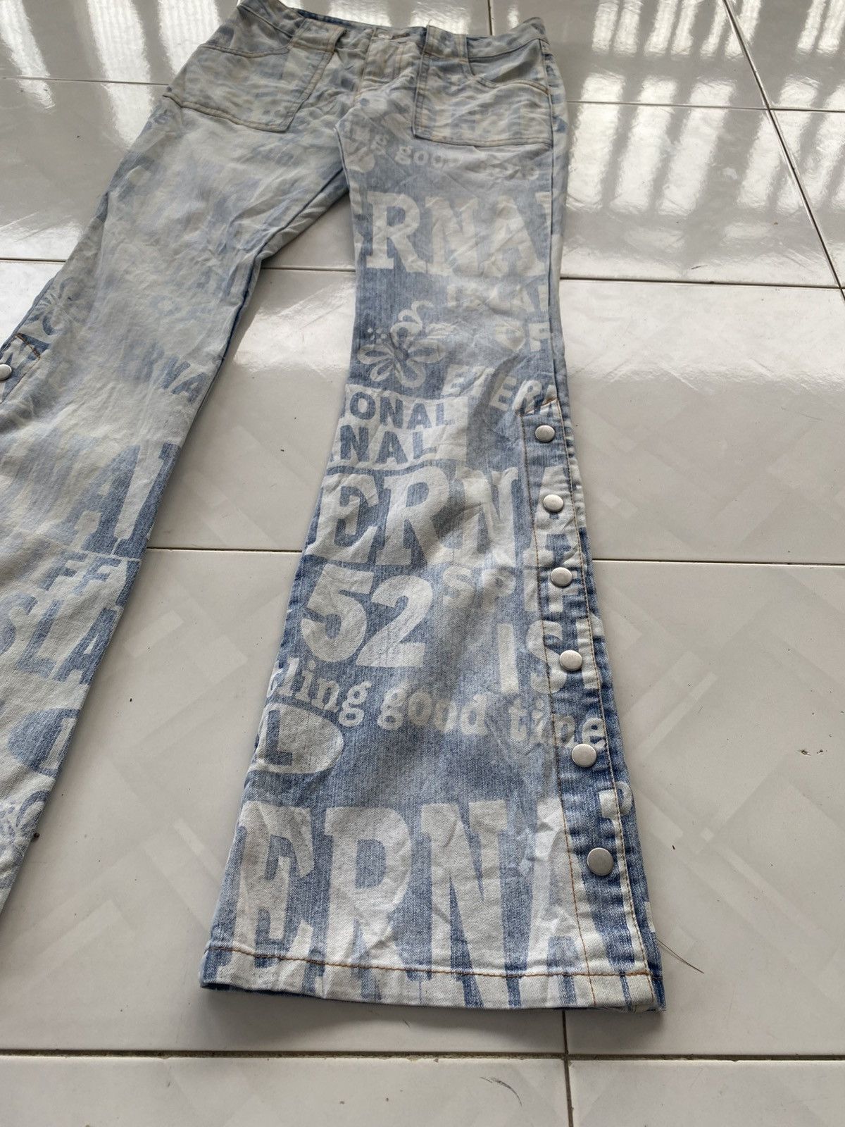14th Addiction × Japanese Brand × KMRii Joueraux Echecs OVP Snap Button Flare Jeans Size 27" / US 4 / IT 40 - 4 Thumbnail