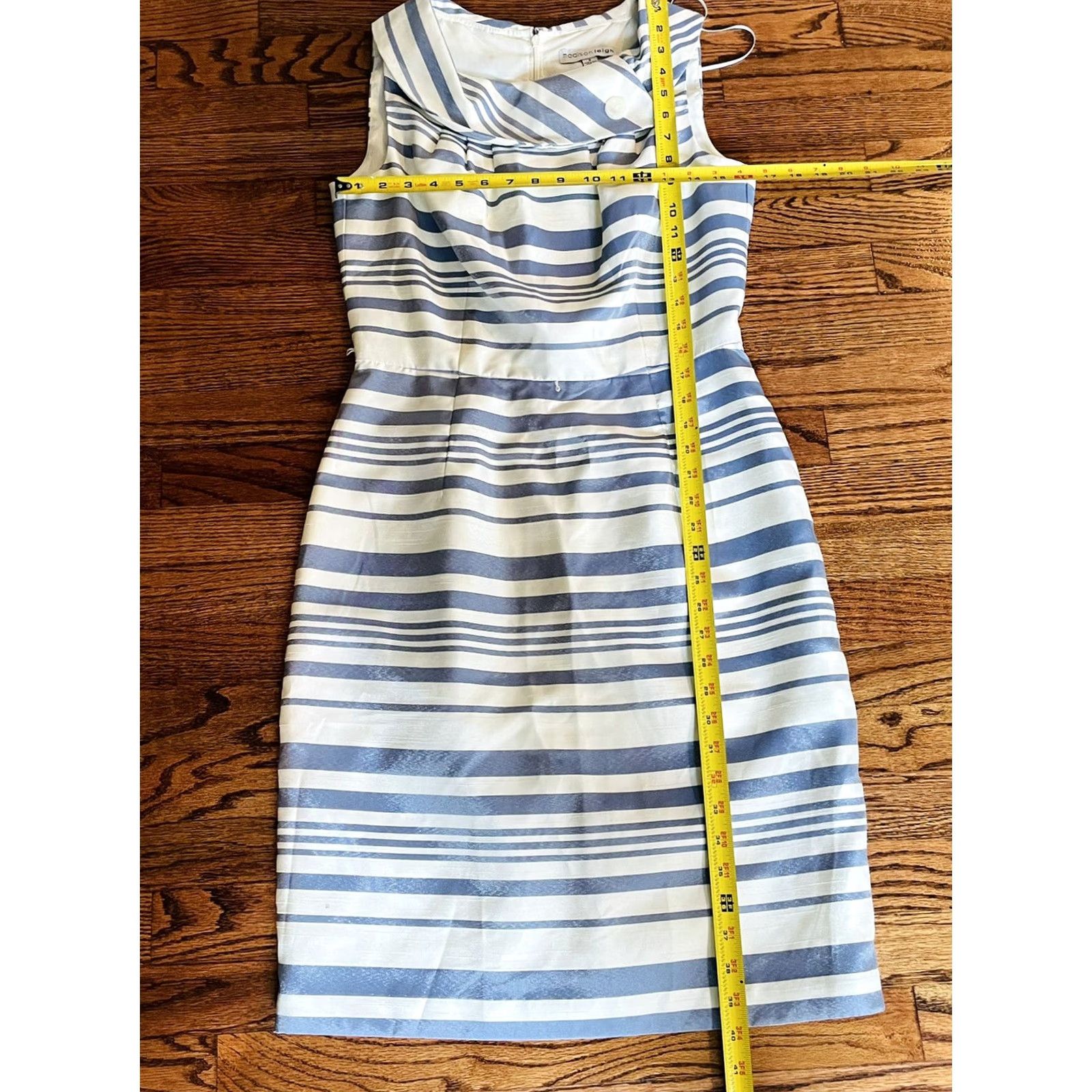 Madison Madison Leigh Cool Gray Striped Sleeveless Shift Dress Zipper Back Sz 8 Pre Own Size M / US 6-8 / IT 42-44 - 3 Thumbnail