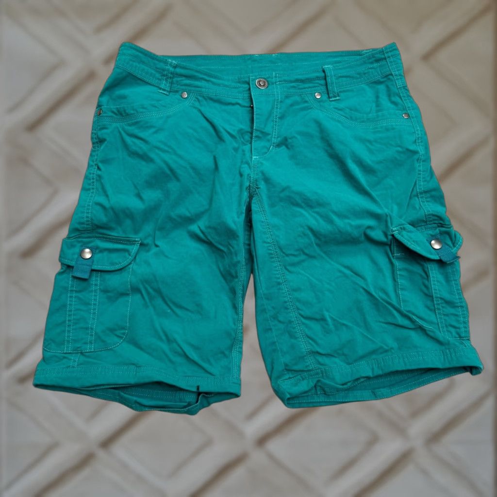 Kuhl Cargo Bermuda Shorts Womens 10 Teal Green Casual Outdoor Hiking