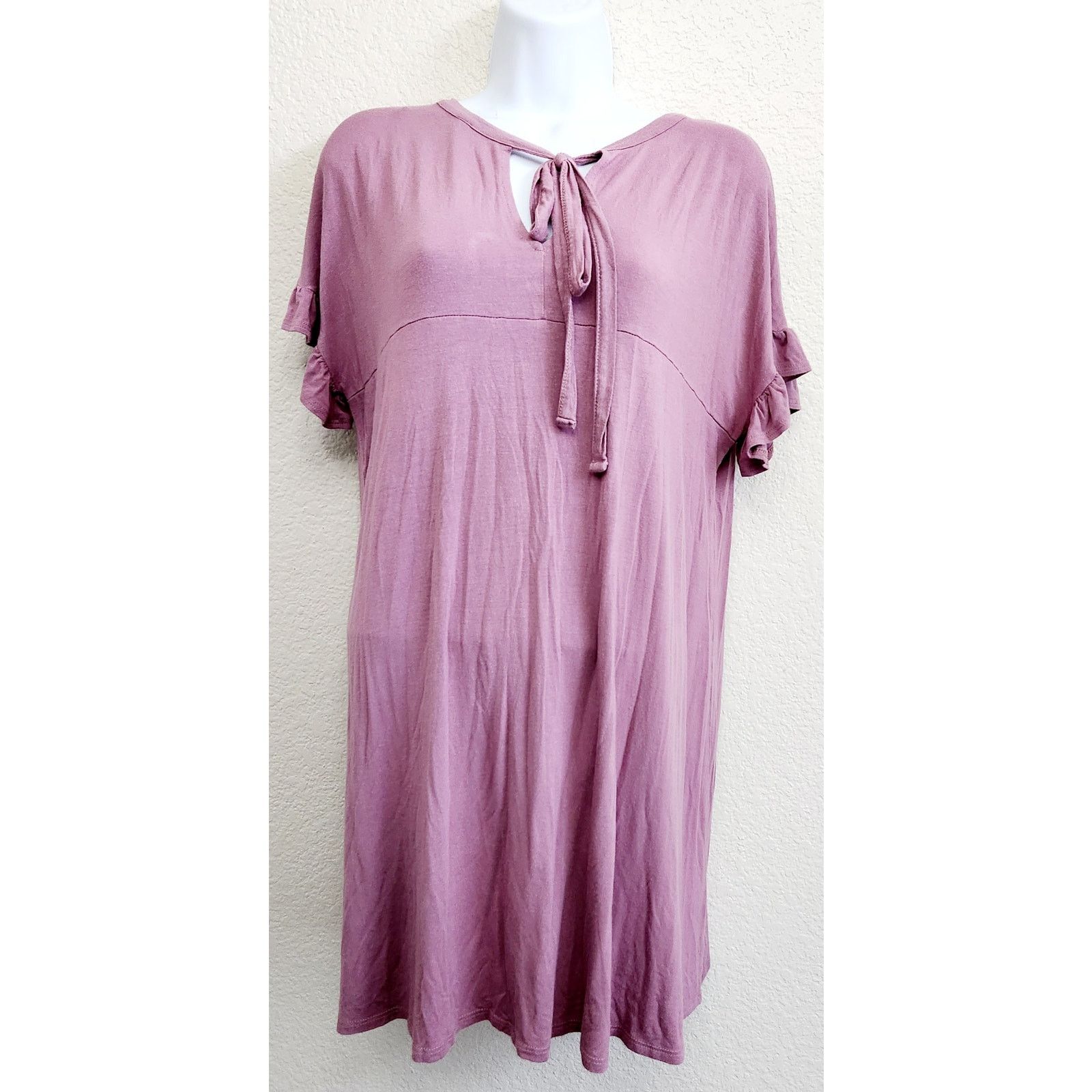 Other Simlu Dusty Rose Pleated Front Dress Large Capped Sleeves Size L / US 10 / IT 46 - 3 Thumbnail