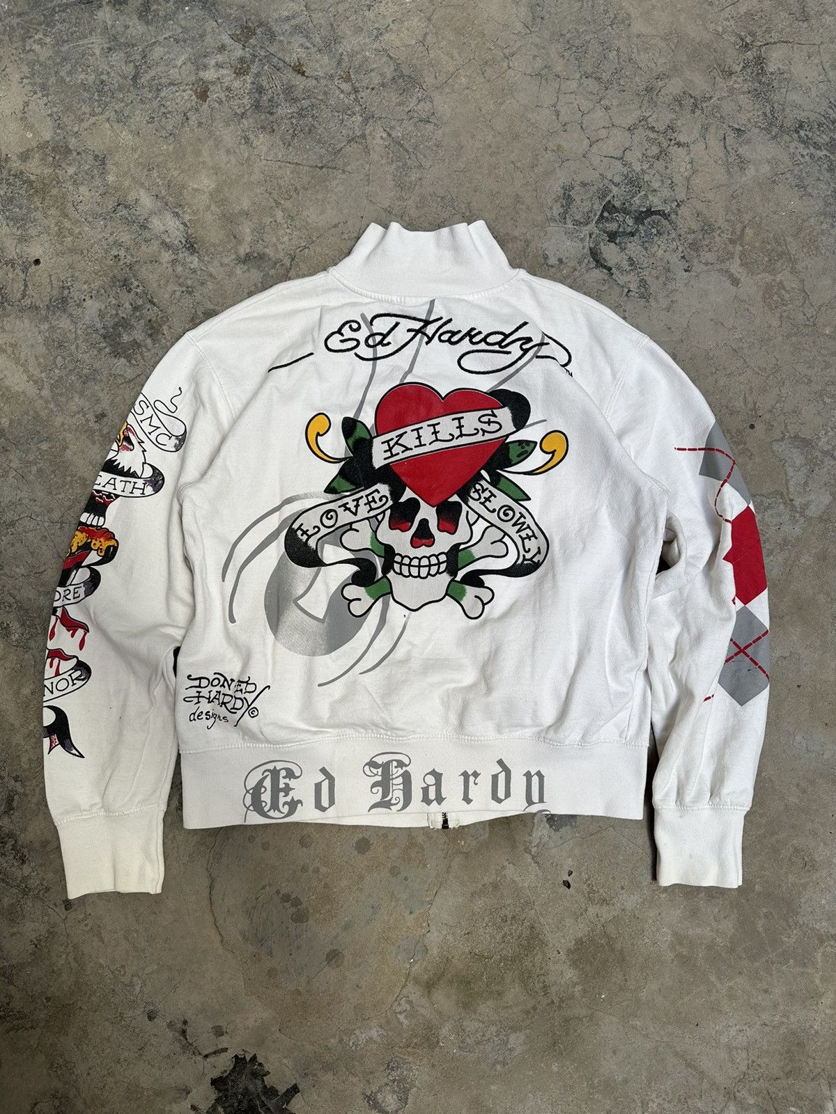 Christian Audigier × Ed Hardy × Vintage Vintage Y2k Skull Ed Hardy Zip Sweatshirt Jacket 00's Size US XL / EU 56 / 4 - 1 Thumbnail