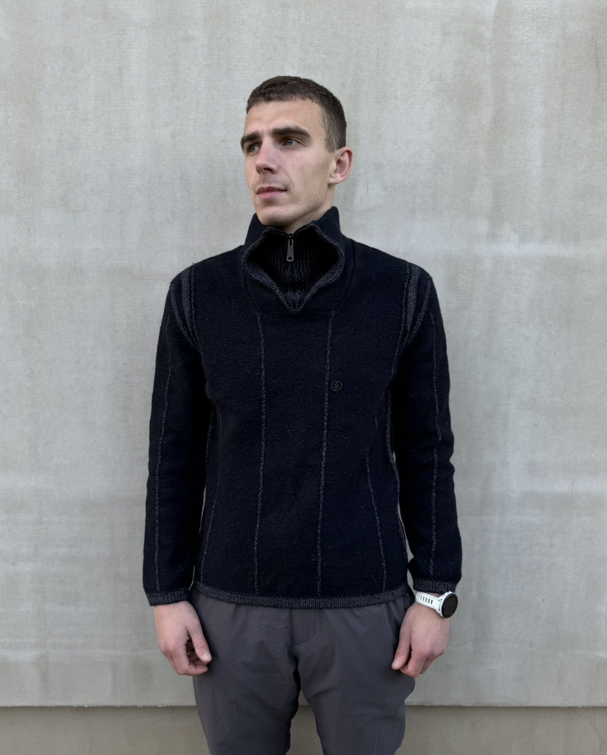 Massimo Osti Massimo Osti Wool Sweater MRS Italy Logo Knit Zip Collar Men Size US S / EU 44-46 / 1 - 1 Thumbnail