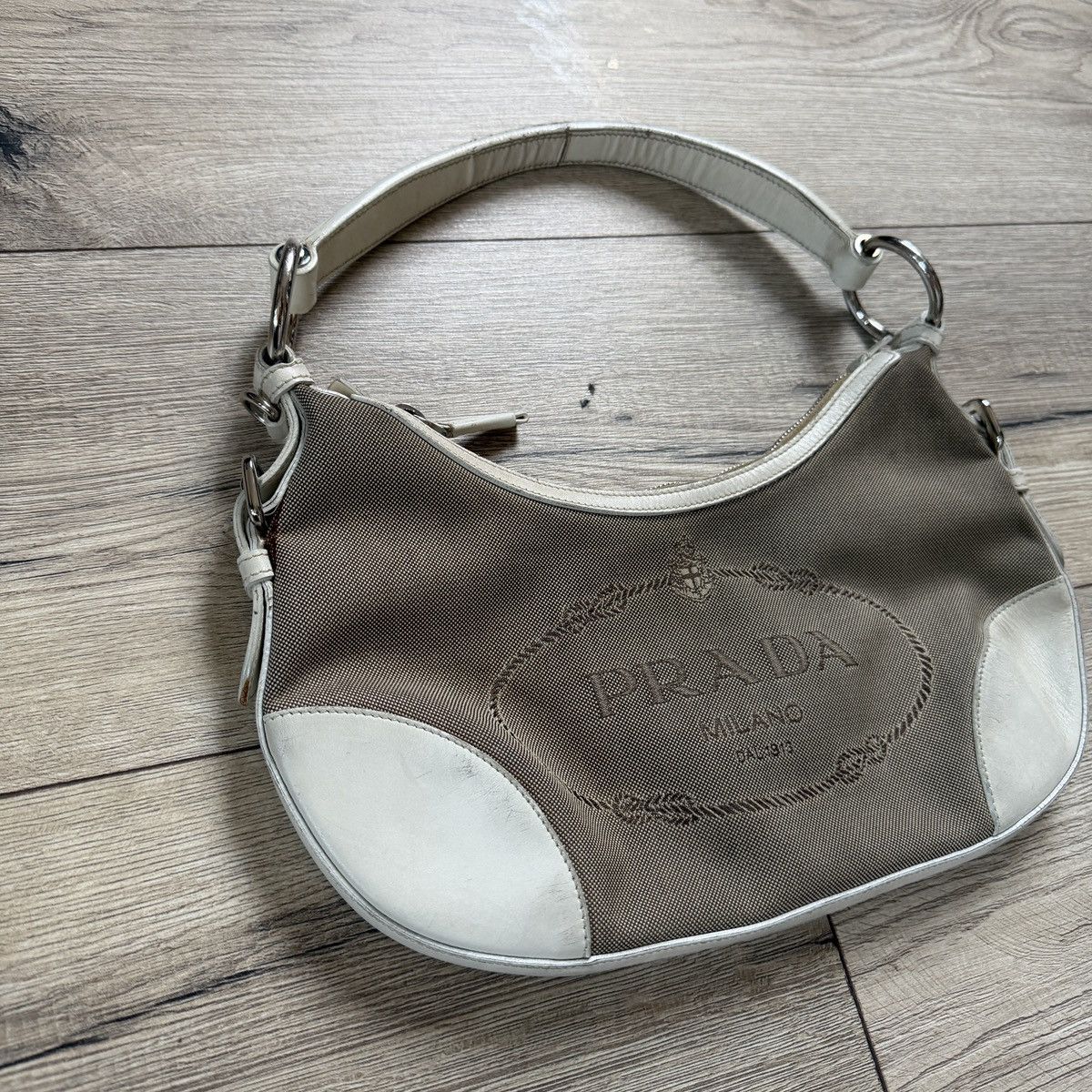 Prada Prada bag big logo jacquard canvas Size ONE SIZE - 3 Thumbnail