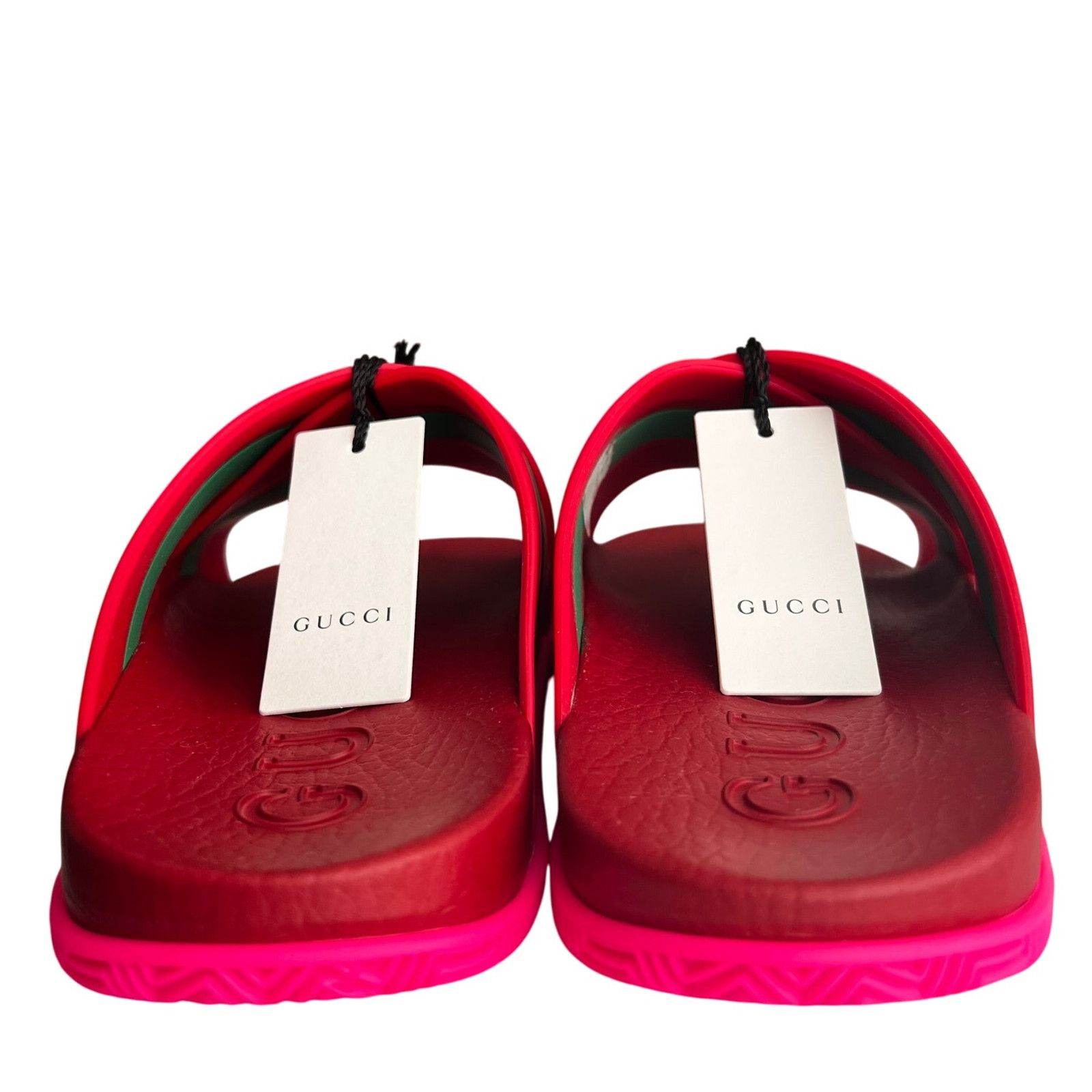 Gucci Gucci Red Green Striped Web Accent Rubber Sandals, IT37/US7 Size US 7 / IT 37 - 9 Thumbnail