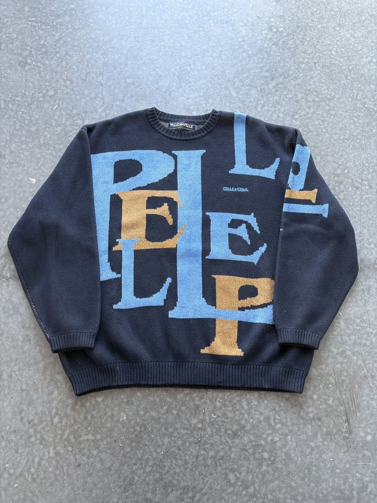 Pelle Pelle Vintage 90s Pelle Pelle Oversized Knit Sweater Size US XXL / EU 58 / 5 - 1 Thumbnail
