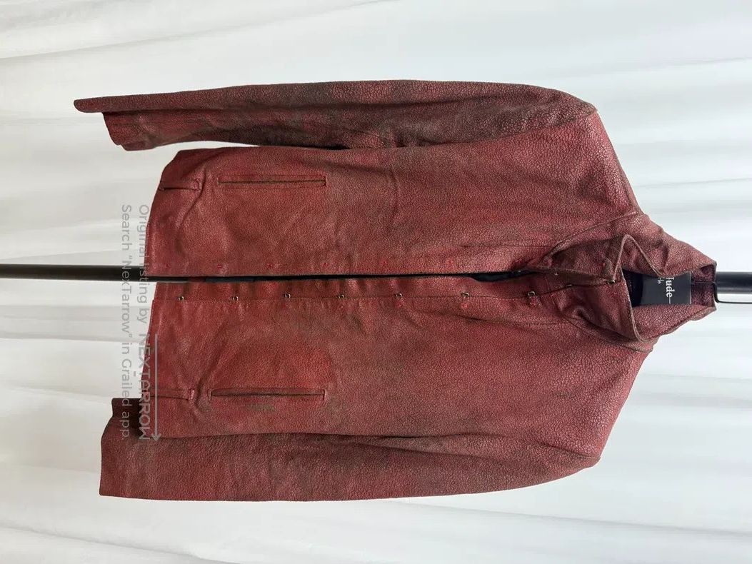 Ann Demeulemeester Ann Demeulemeester Cracked Leather Stand Collar Jacket Size XS / US 0-2 / IT 36-38 - 1 Thumbnail